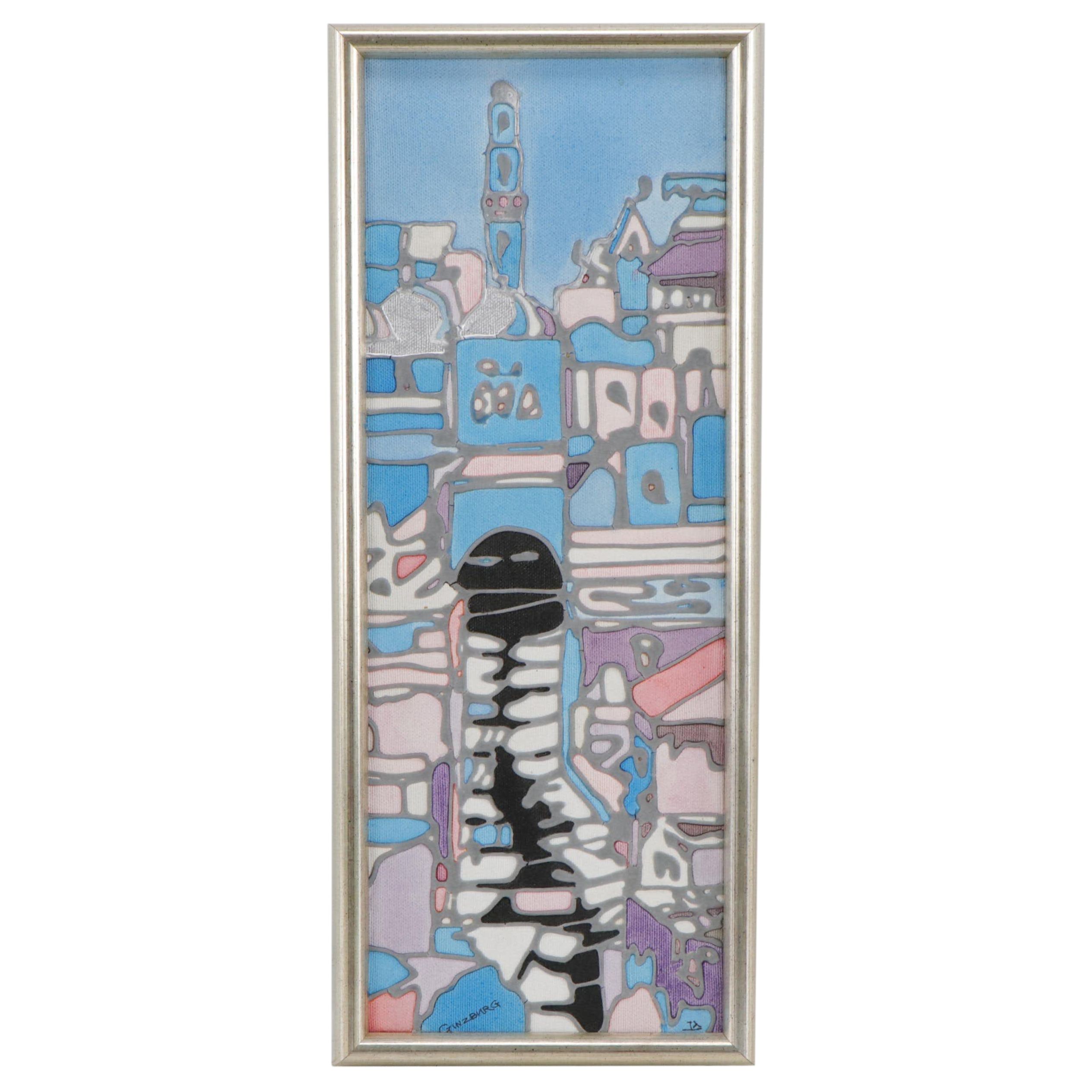 Cityscape Mixed Media Painting