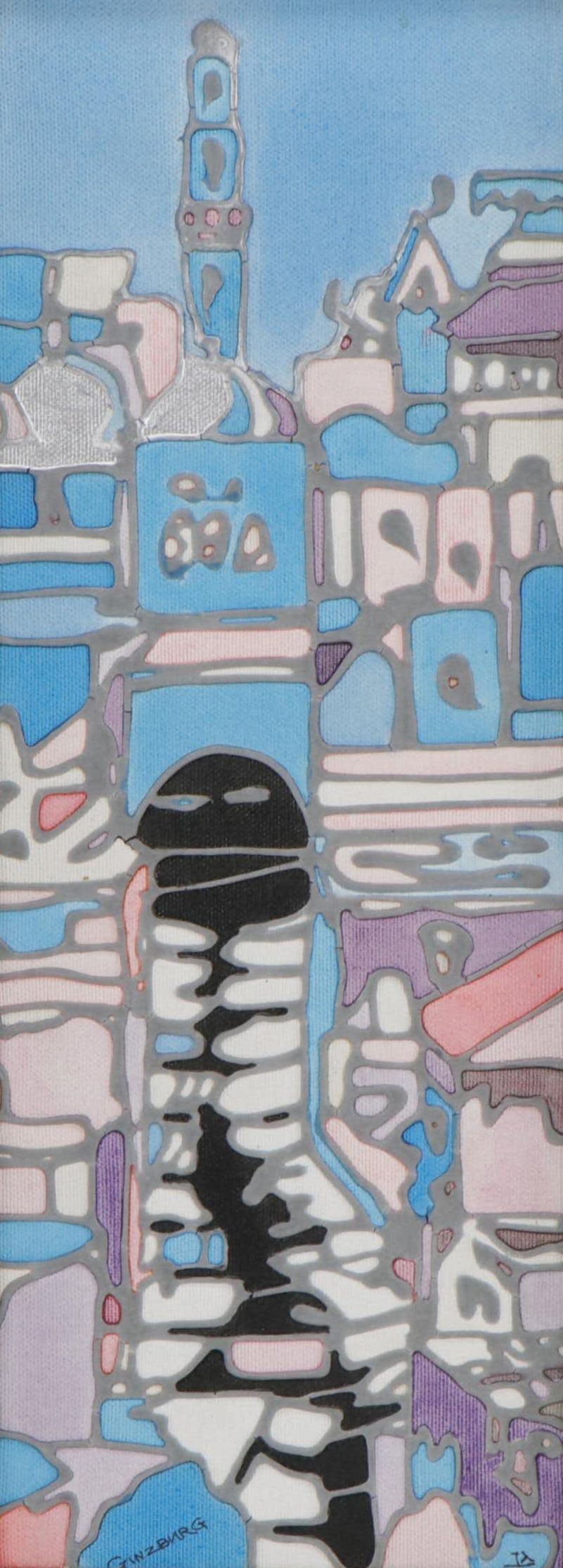 Cityscape Mixed Media Painting