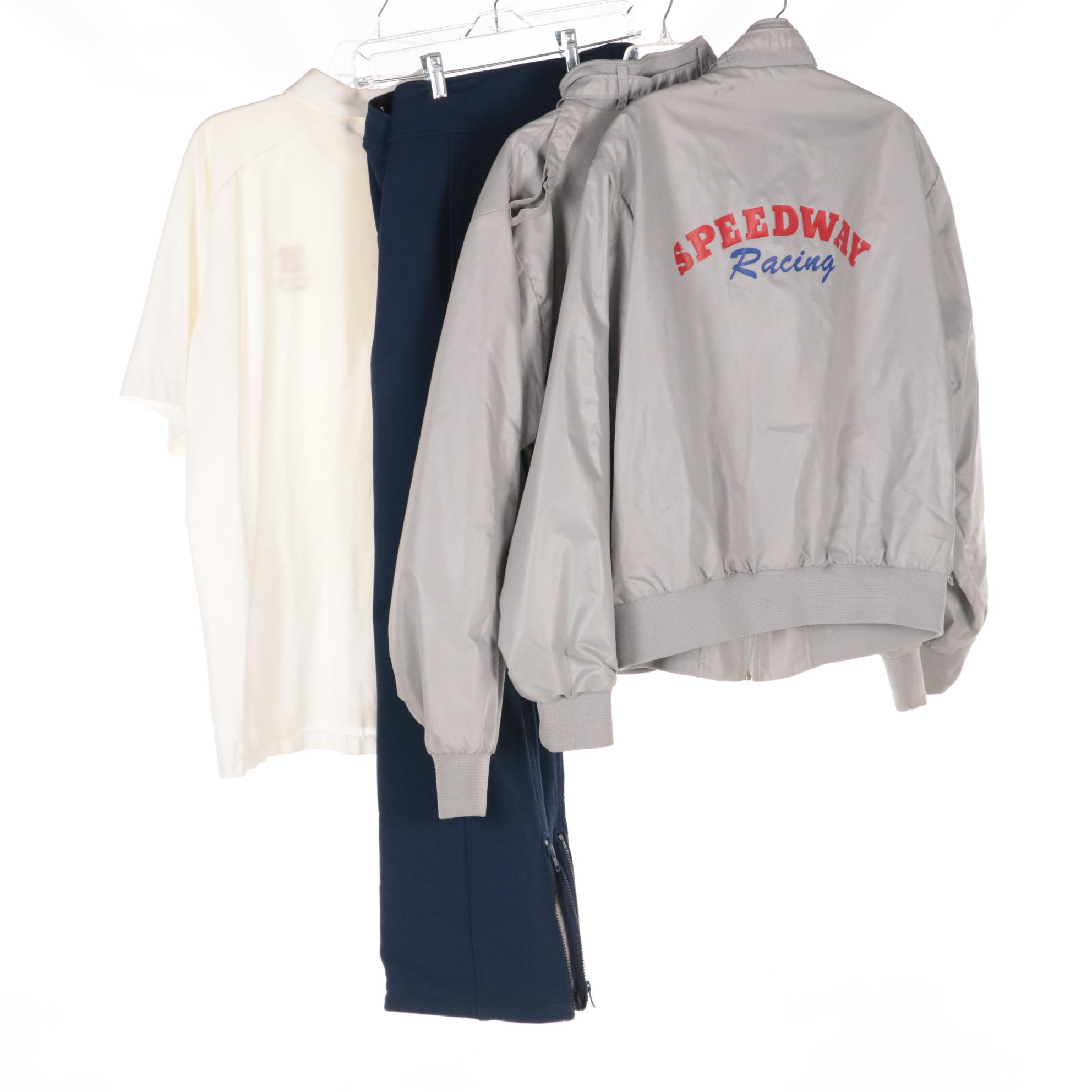 Men's Speedway Racing Apparel Including Jackets, Pants, and Polo