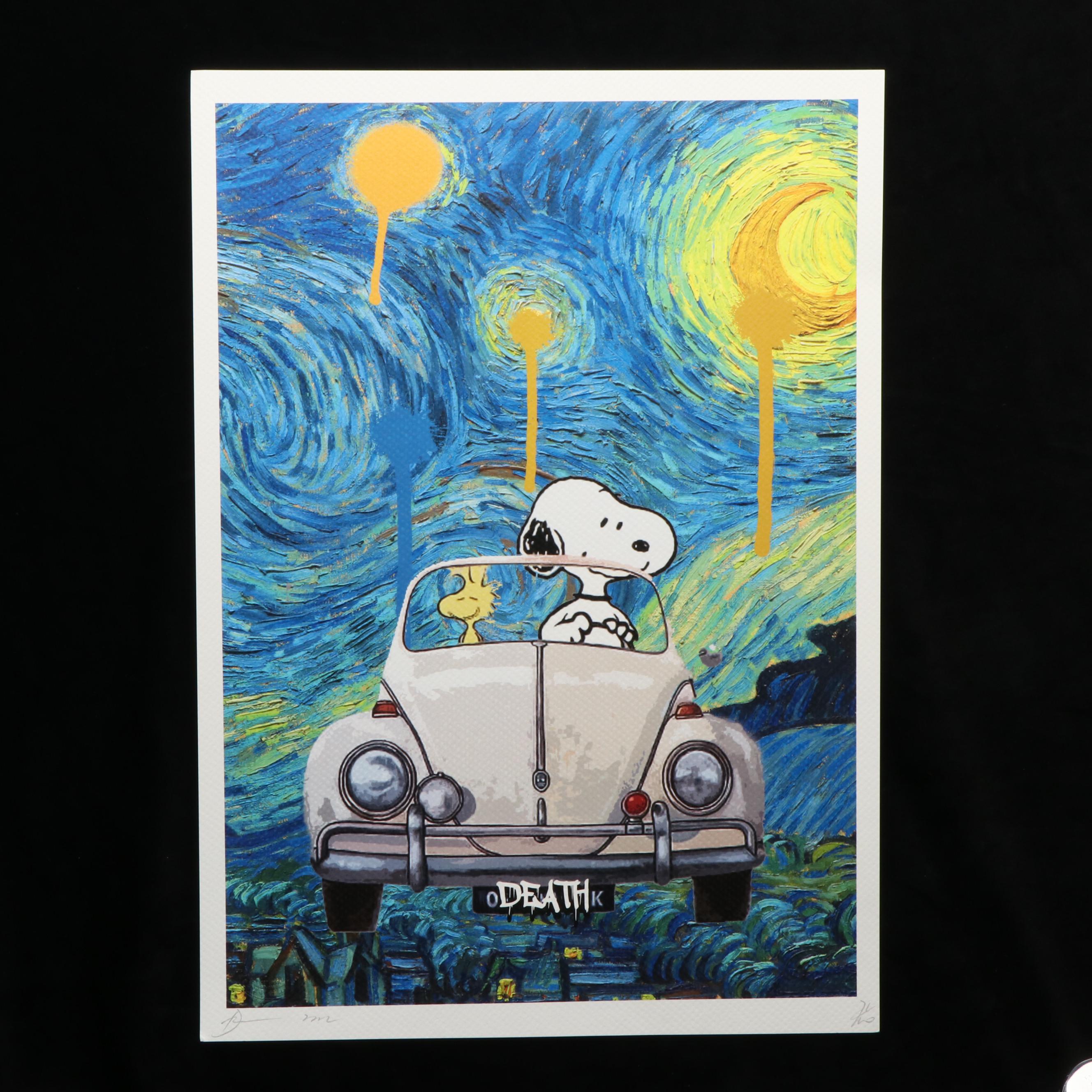 【DEATH NYC】Snoopy＆Mustang DEATH NYC 45x32cm Ltd Ed Signed Graffiti Pop Art Print