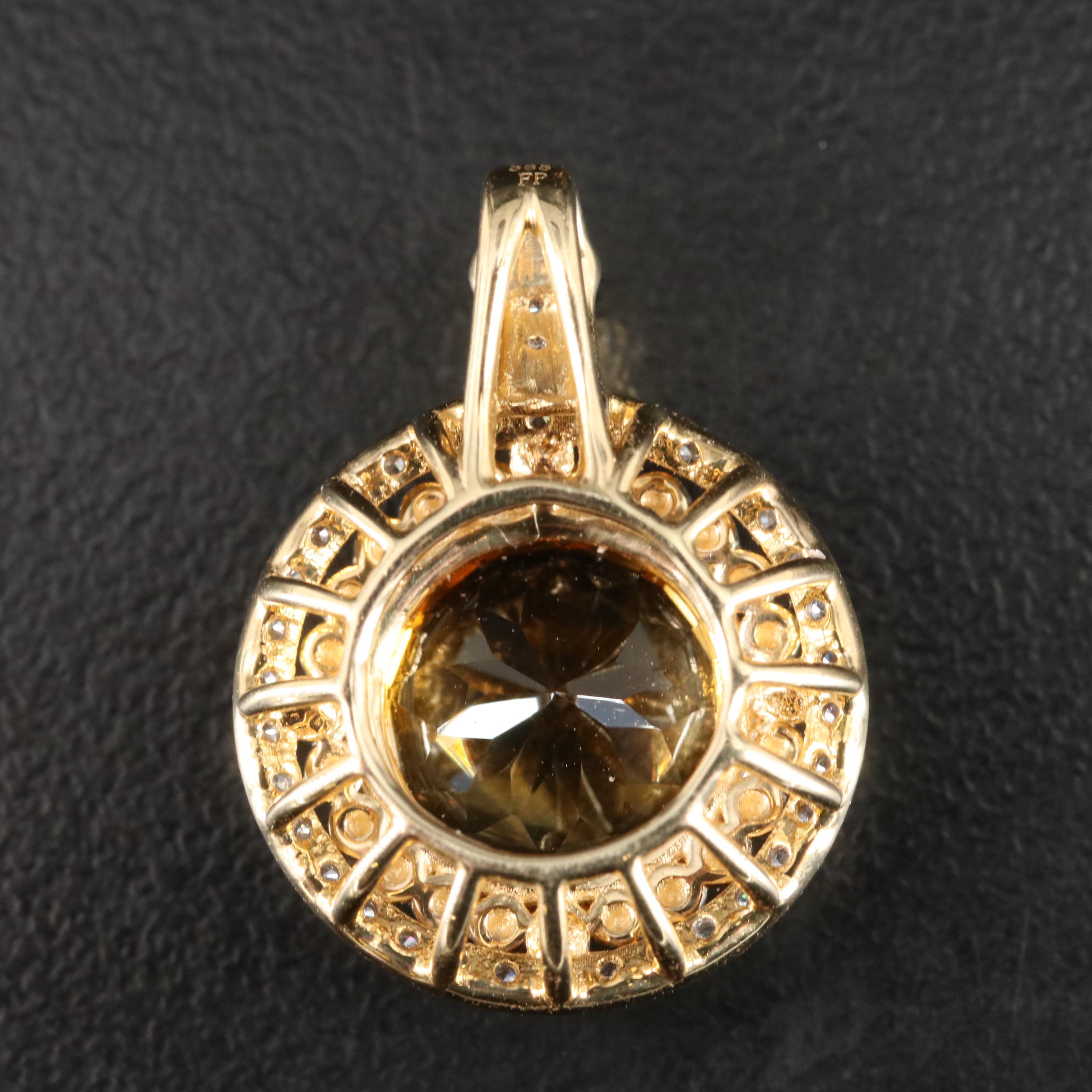 14K Citrine and Diamond Pendant