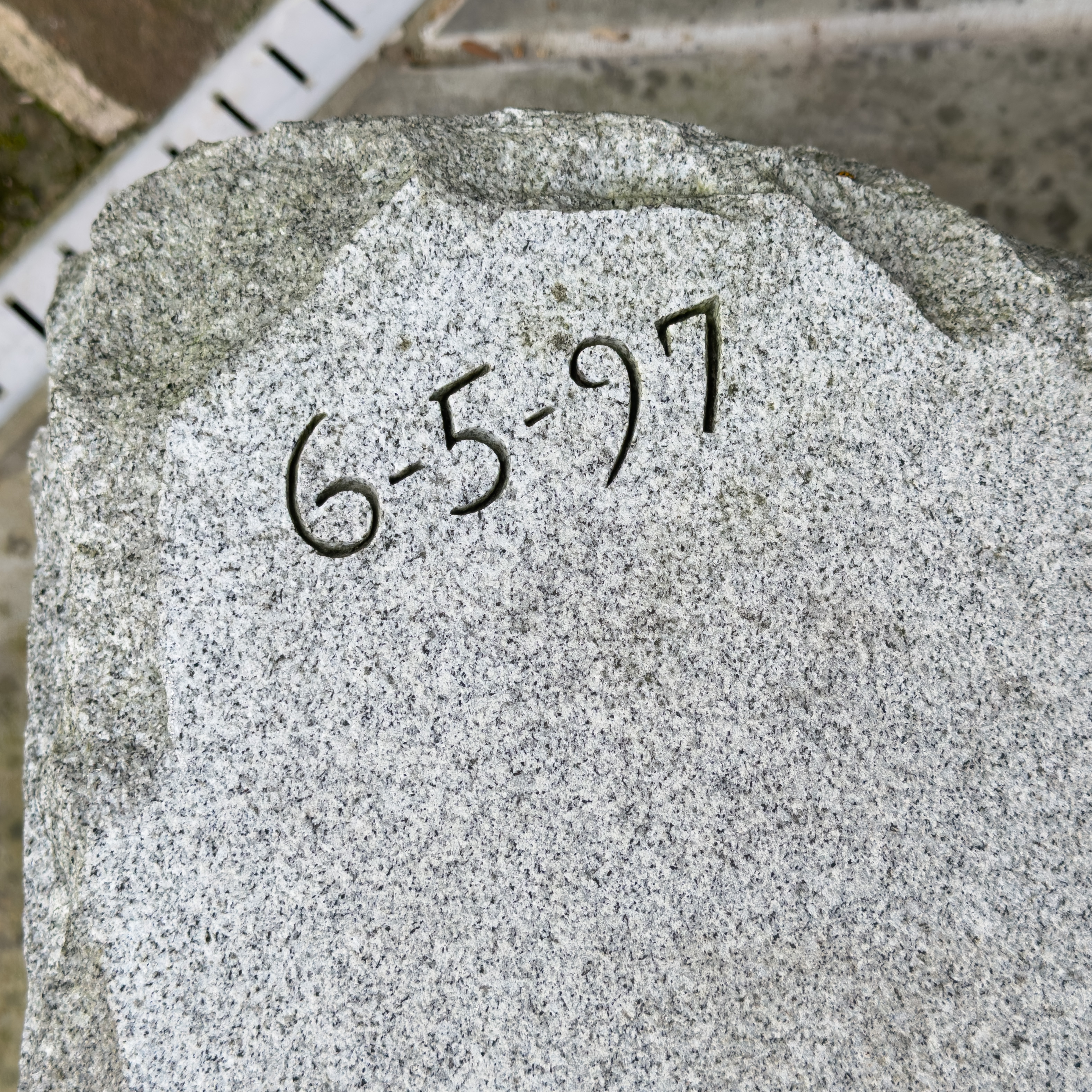 Carved Granite Garden Bench with Engraved Lizard