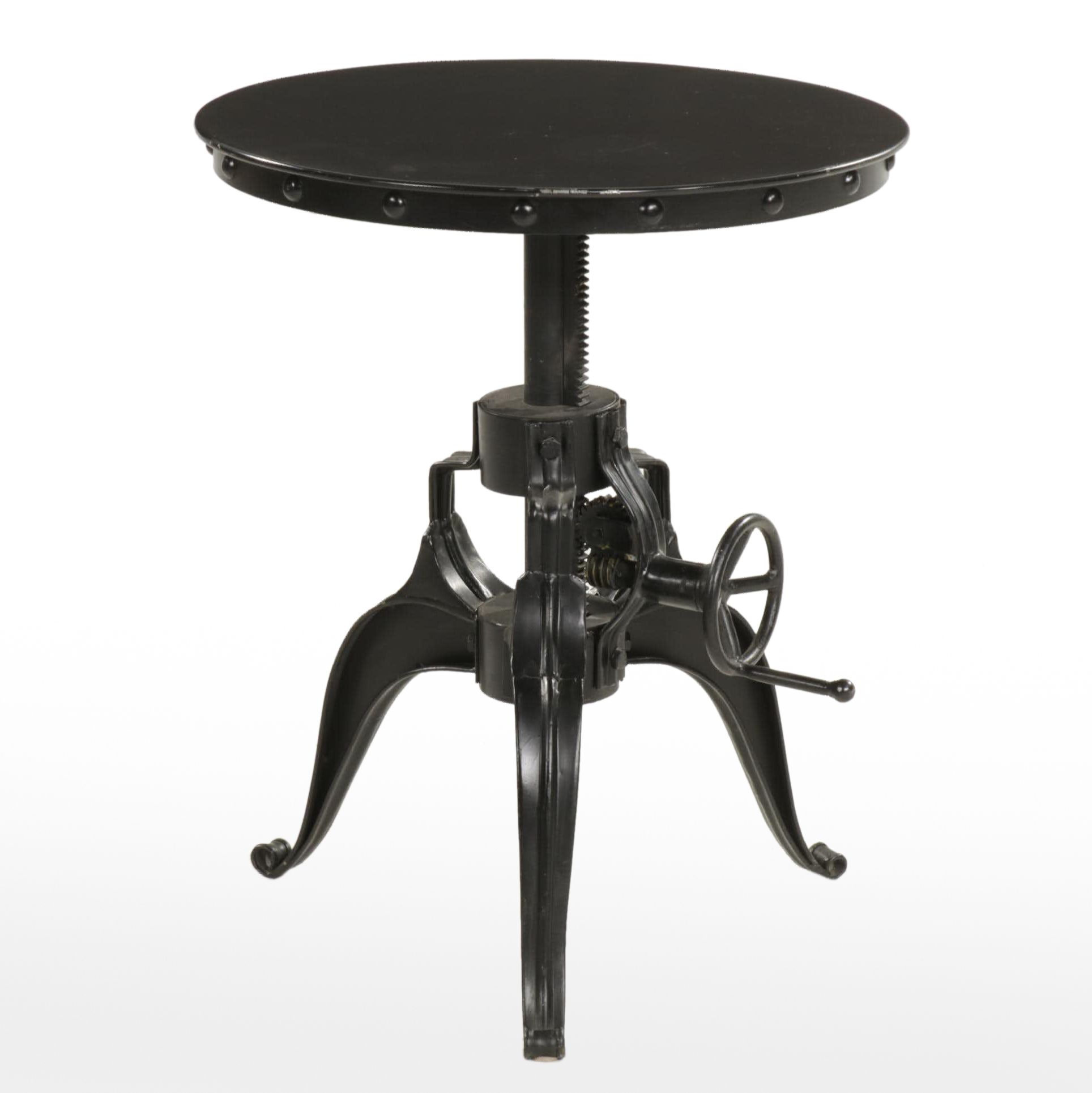 Contemporary Arhaus "Weston" Industrial Style Adjustable Metal Side Table