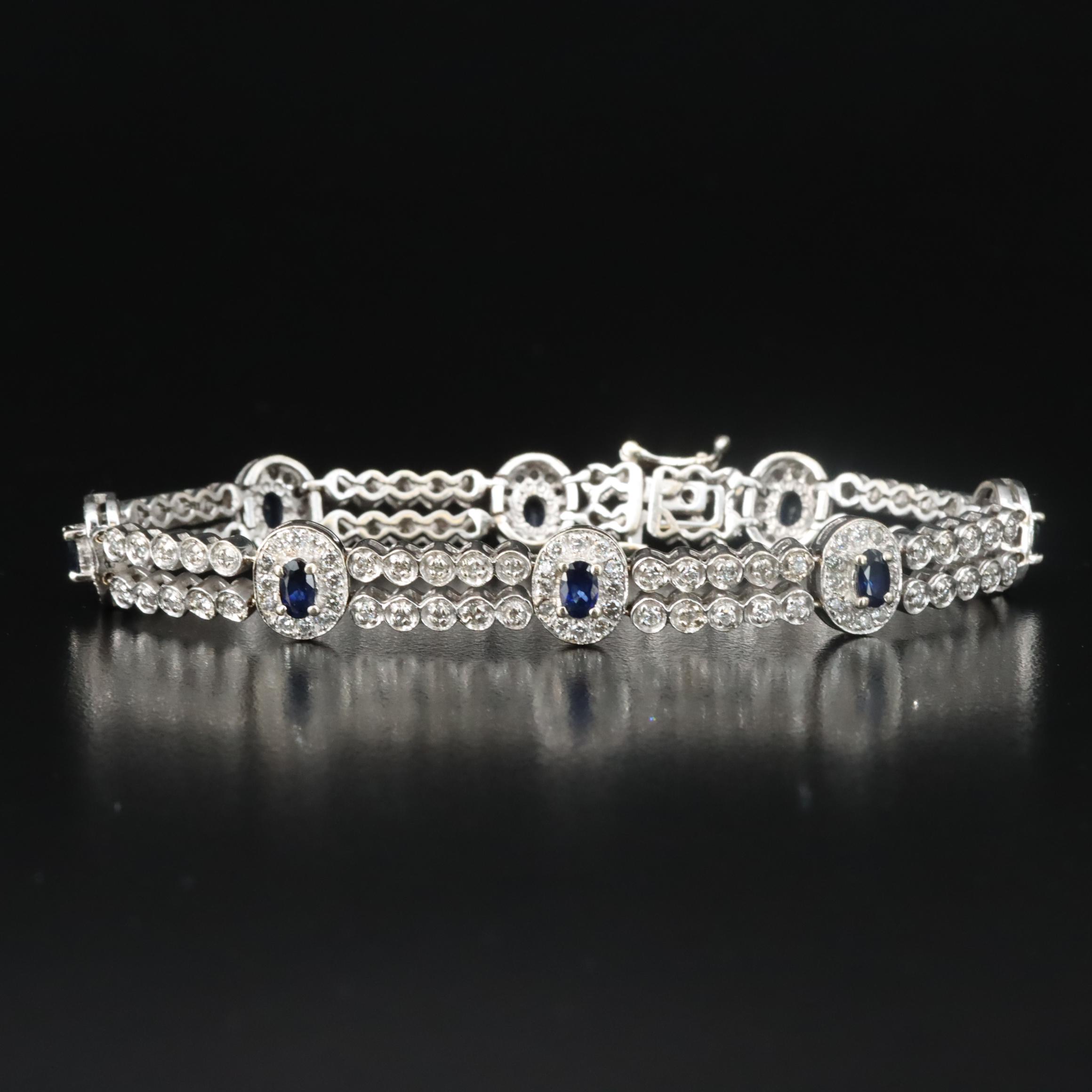 14K Sapphire and 3.23 CTW Diamond Bracelet