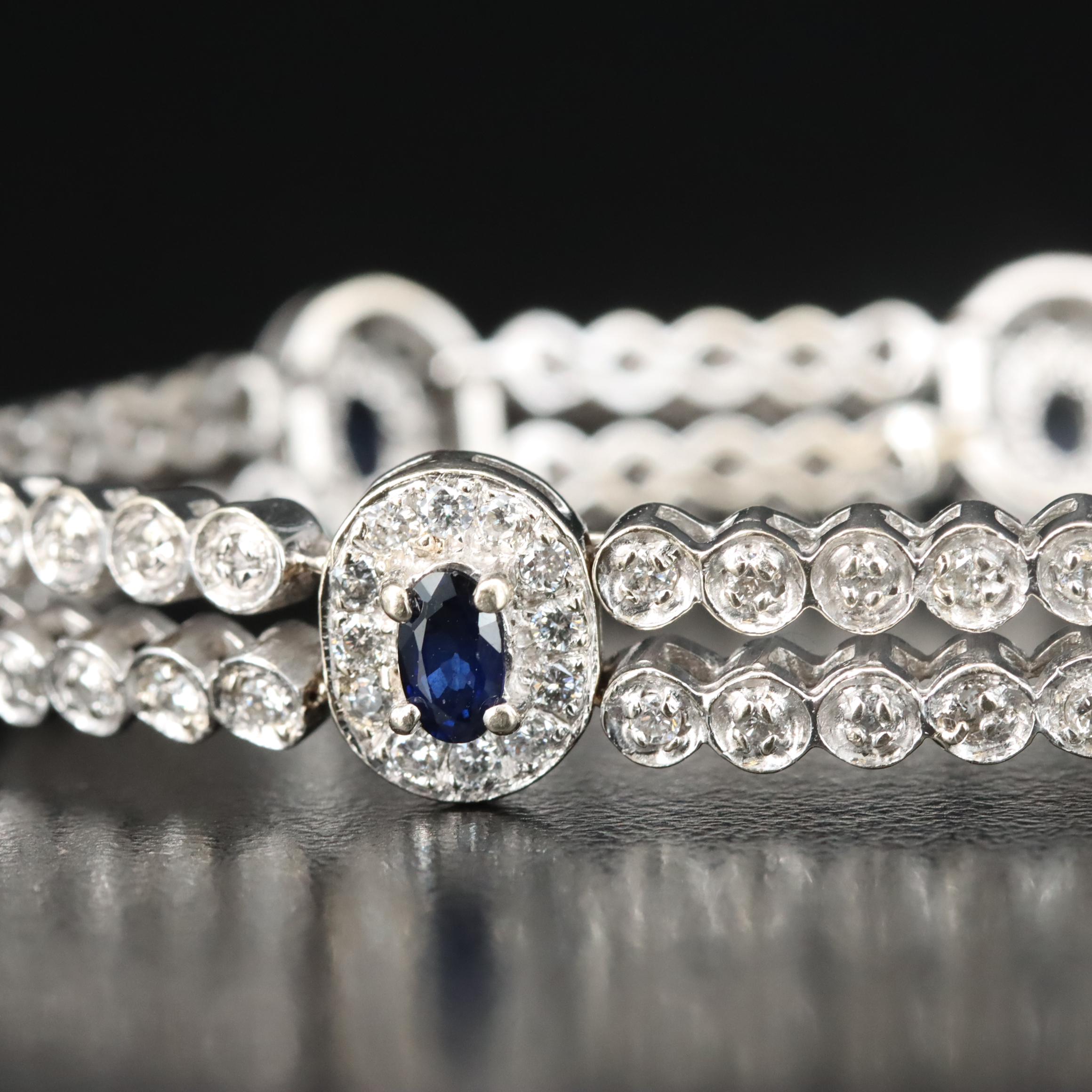 14K Sapphire and 3.23 CTW Diamond Bracelet