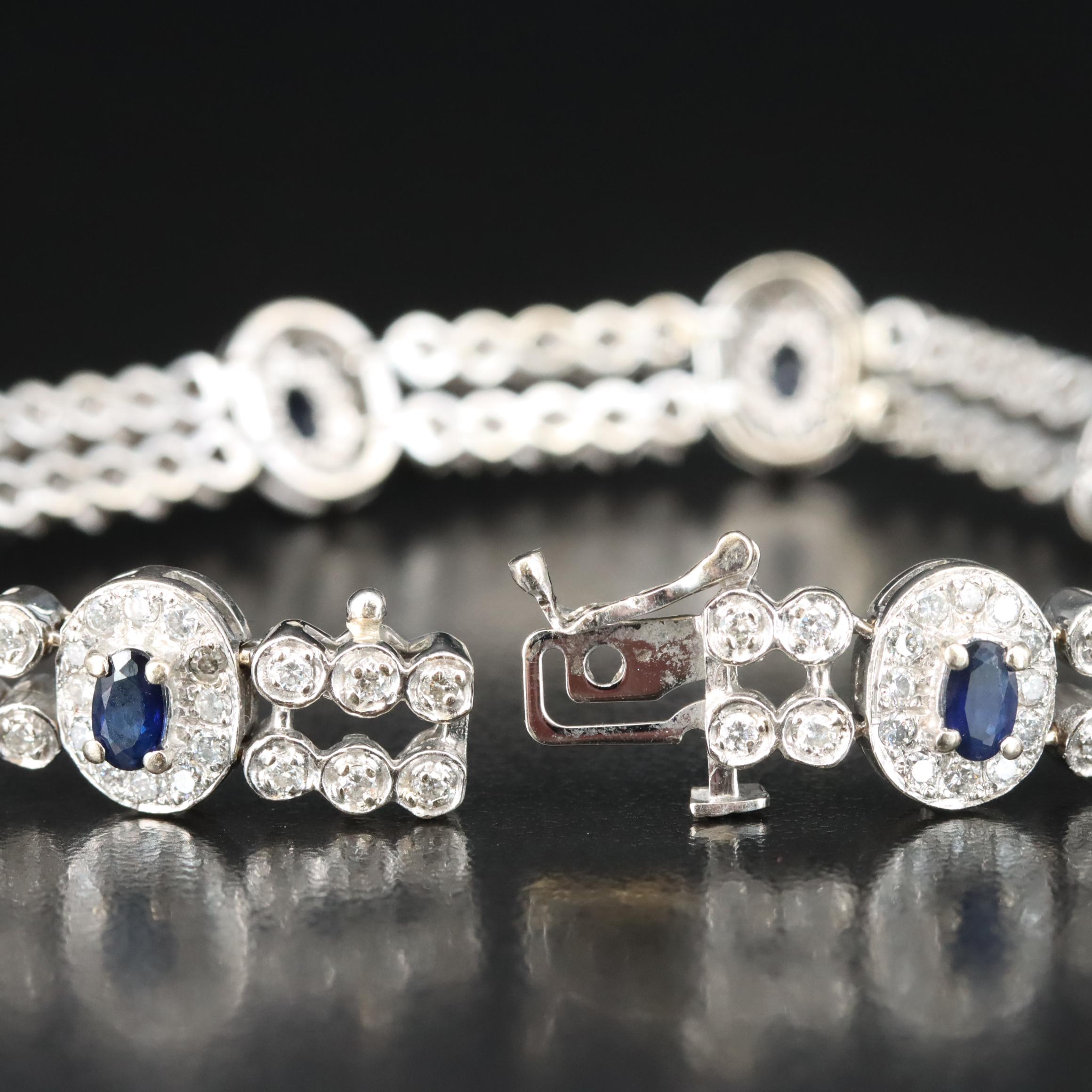 14K Sapphire and 3.23 CTW Diamond Bracelet