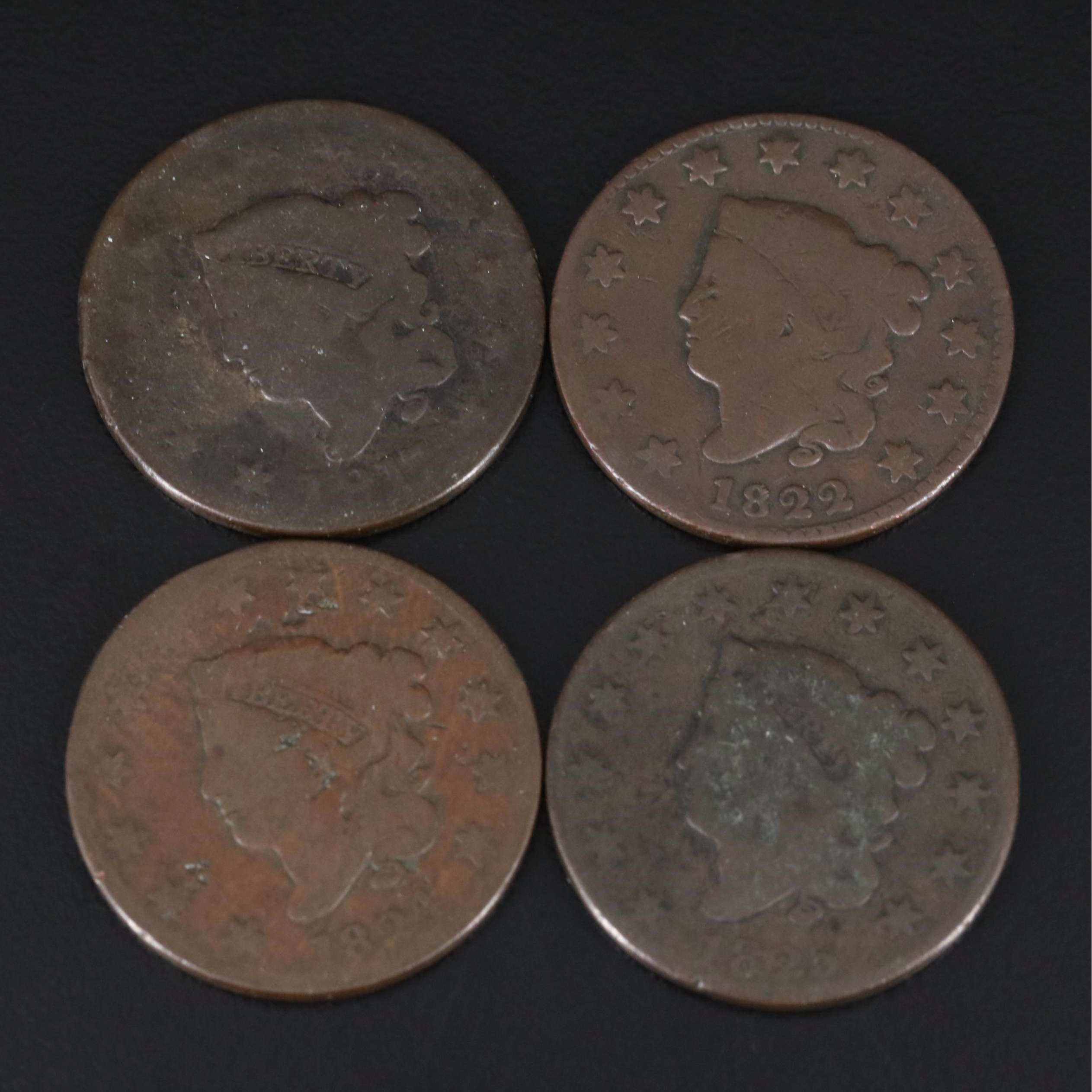 Group of Four United States Large Cents