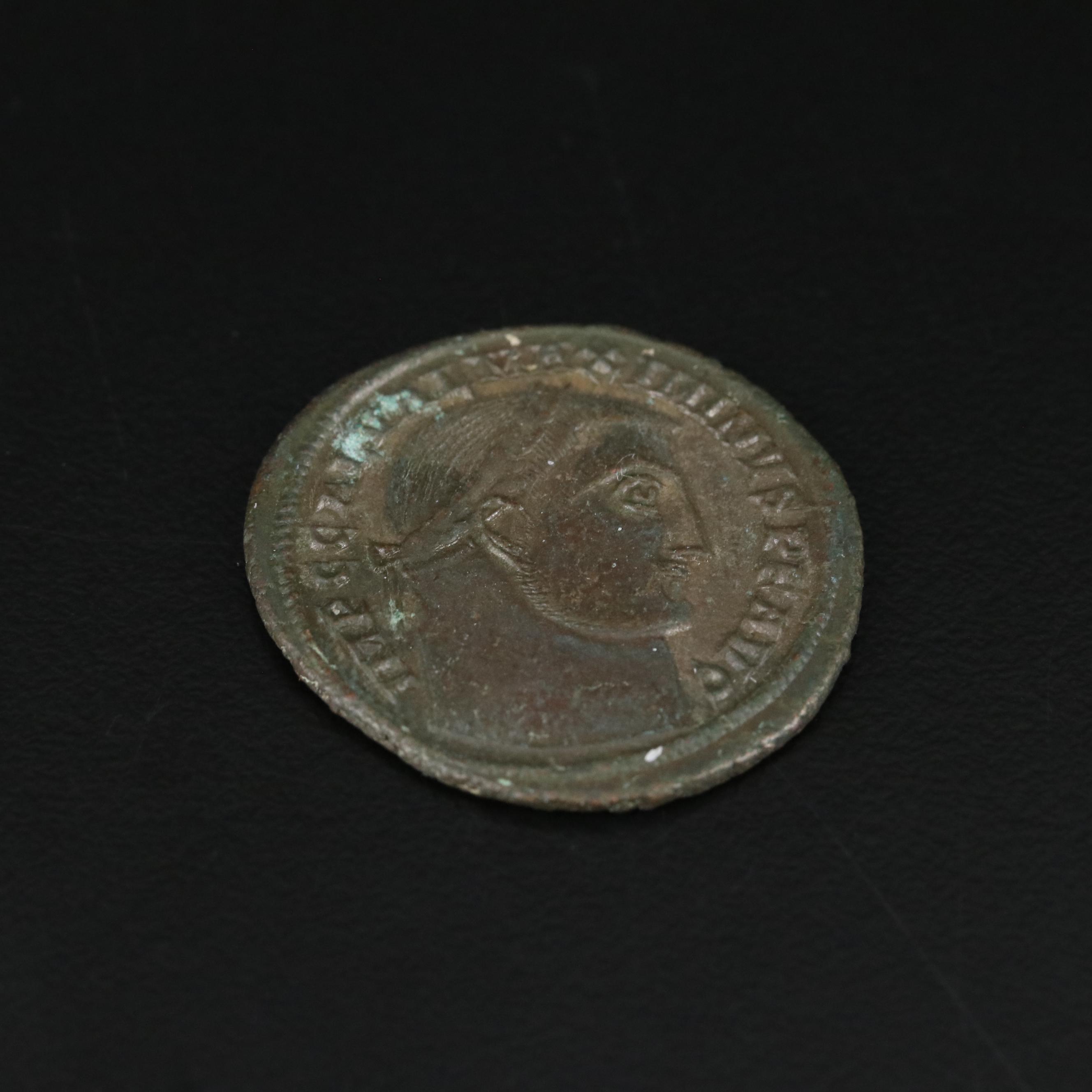 Ancient Roman Imperial Follis Coin of Maximinus II, ca. 313 A.D.
