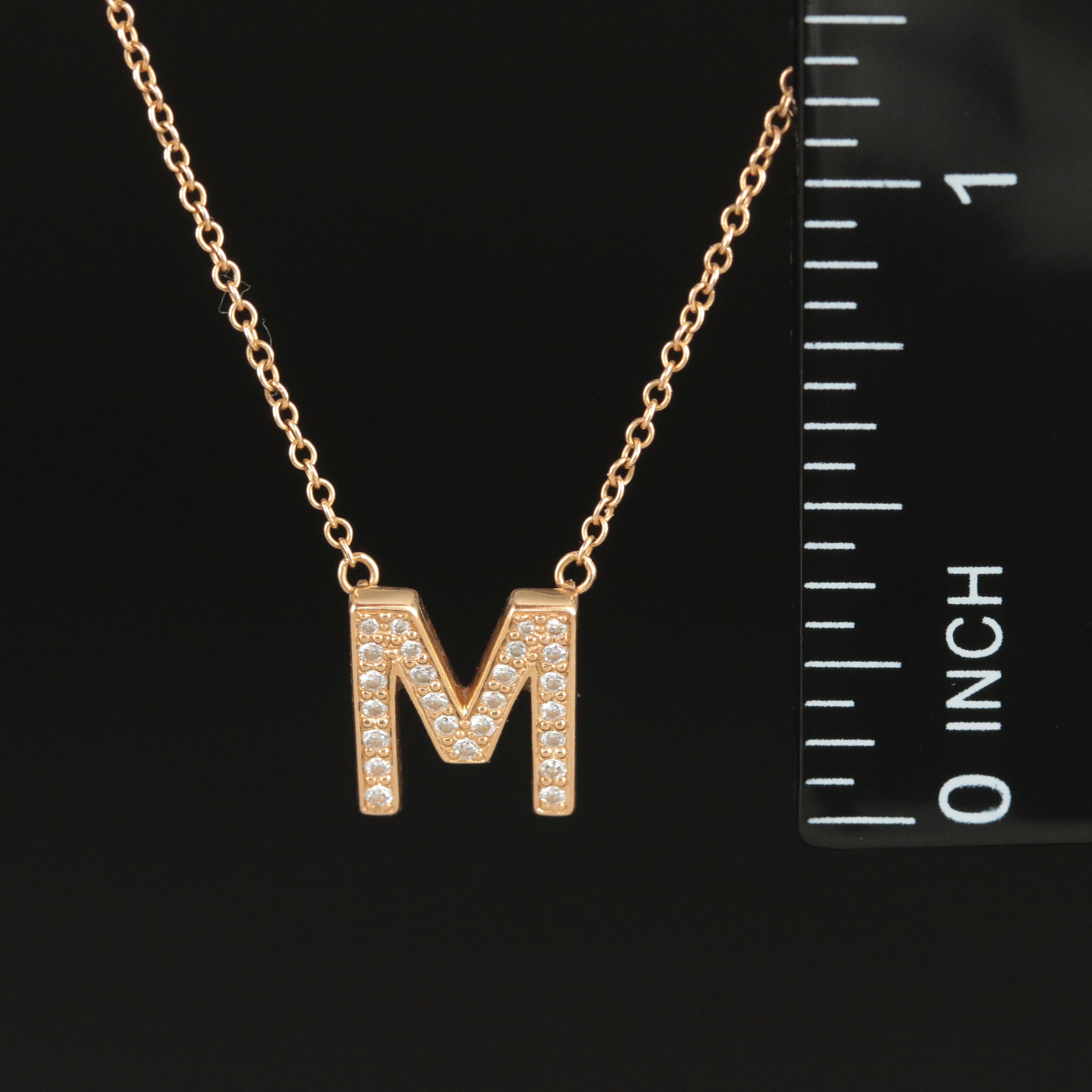 Tiffany & Co. Letters 18K Diamond "M" Initial Necklace