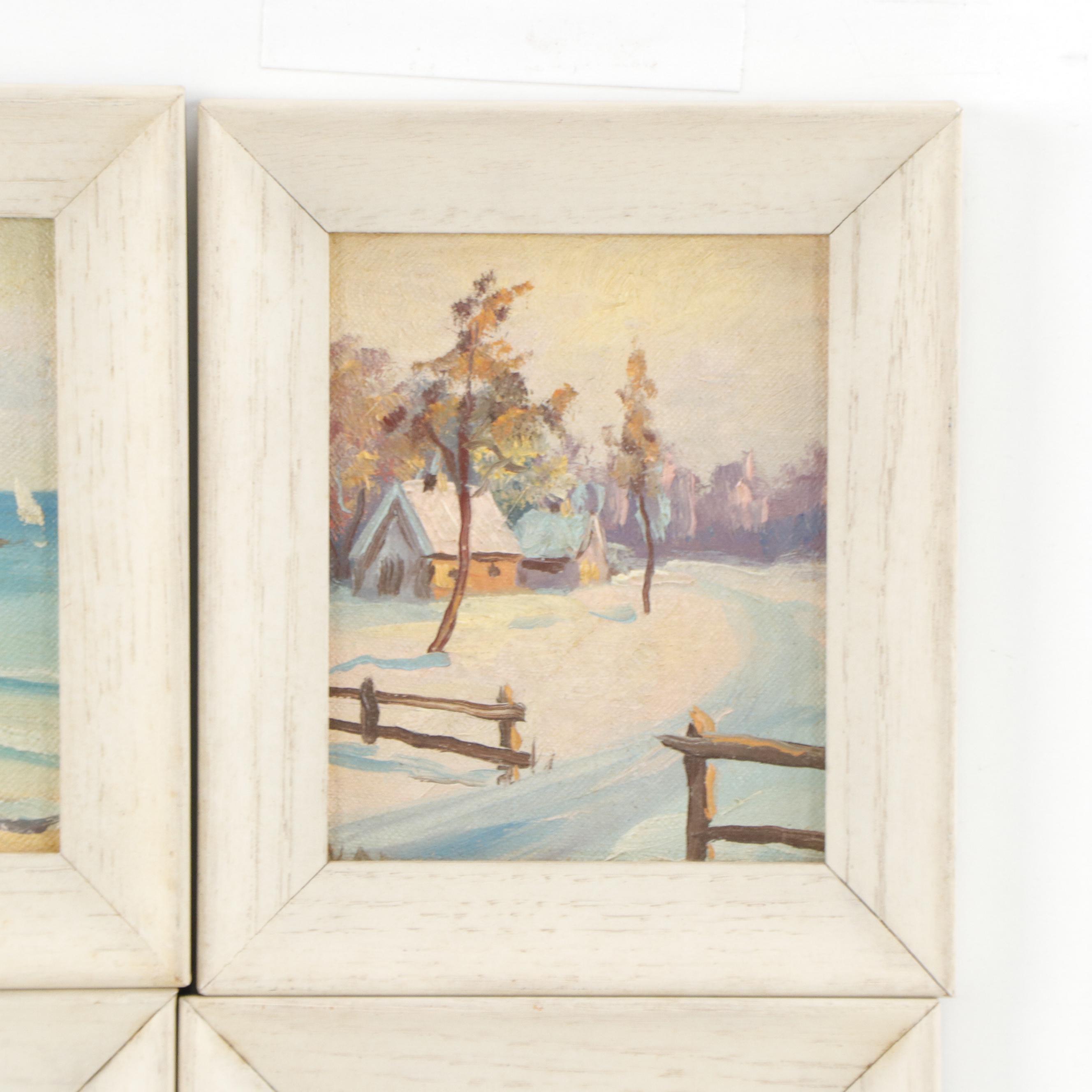 Carl Roth and R. Valentine Landscape Oil Paintings