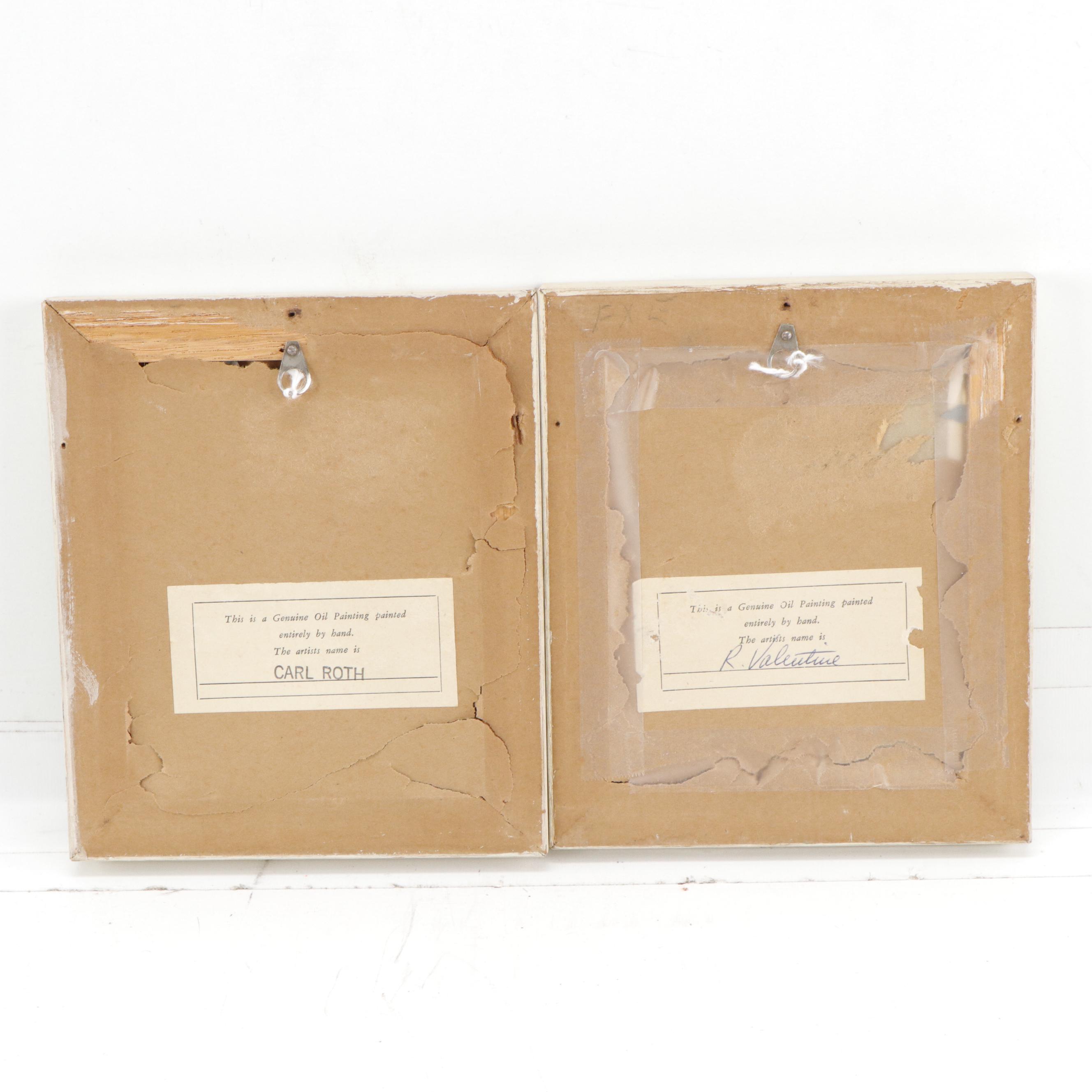 Carl Roth and R. Valentine Landscape Oil Paintings