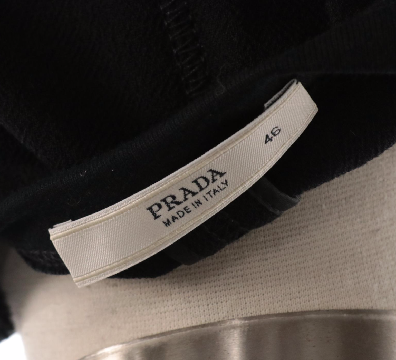 Prada Black Wool Blend Sleeveless Top with Grosgrain Band and Flat Bow Detail