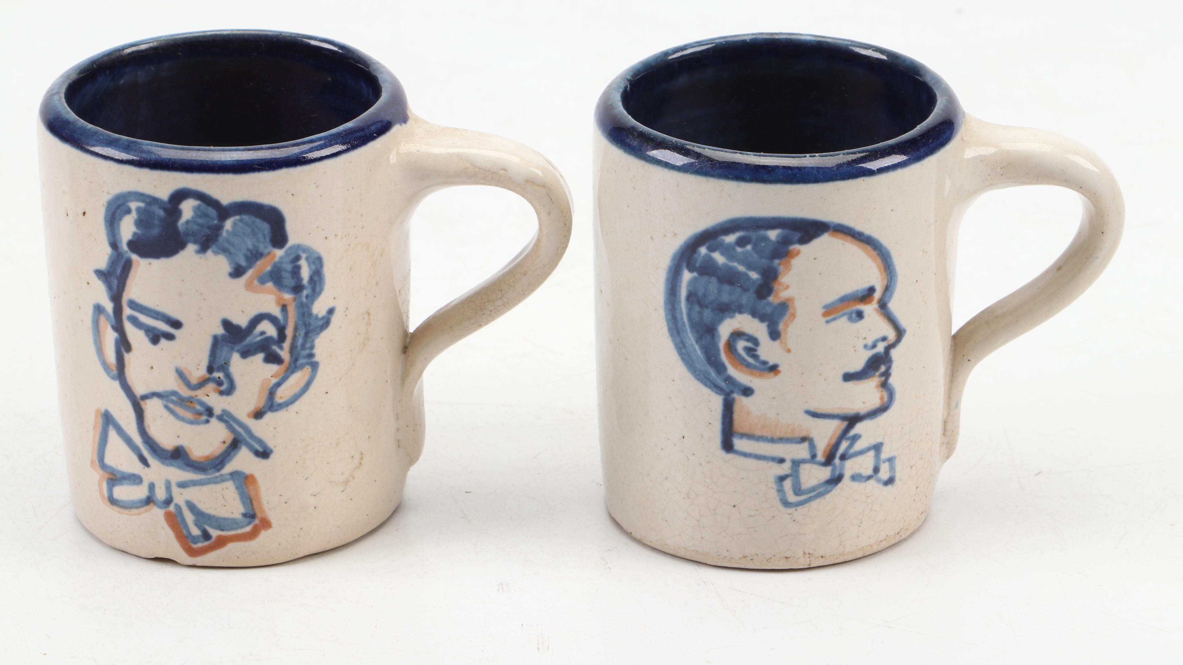 Hand-Painted Stoneware Tom and Jerry Set, Mid to Late 20th Century