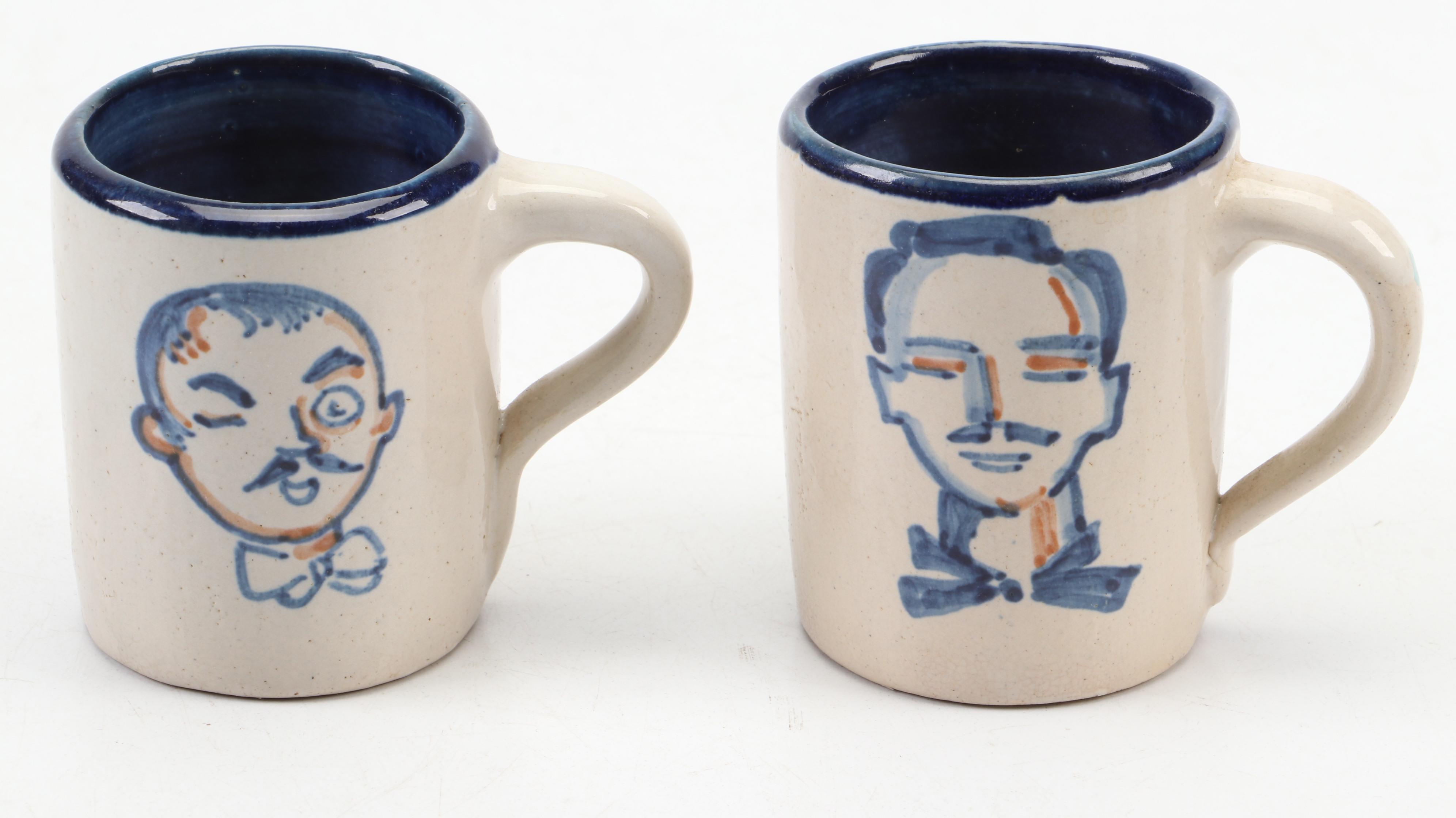 Hand-Painted Stoneware Tom and Jerry Set, Mid to Late 20th Century