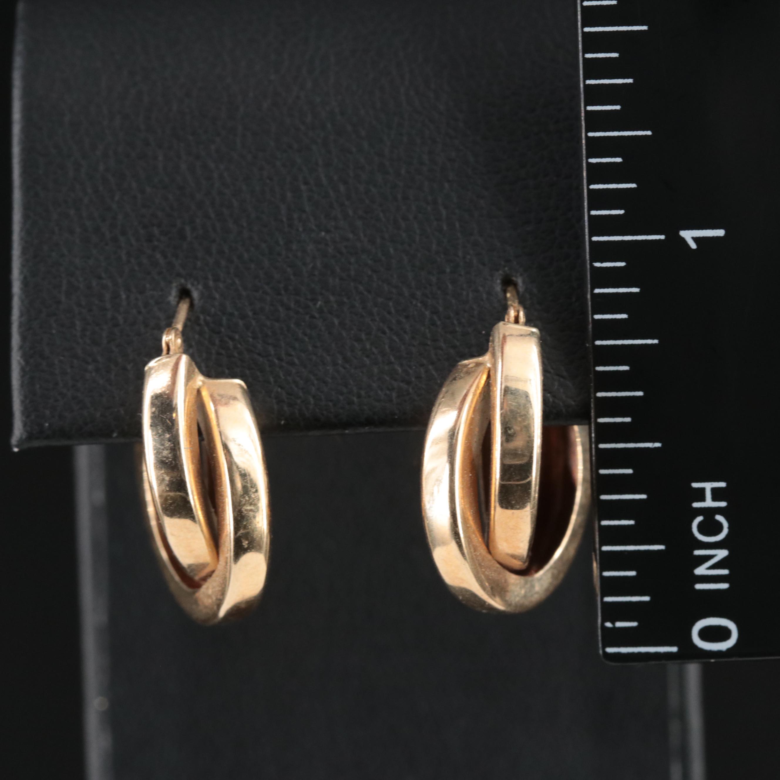 14K Double Square Edged Hoops
