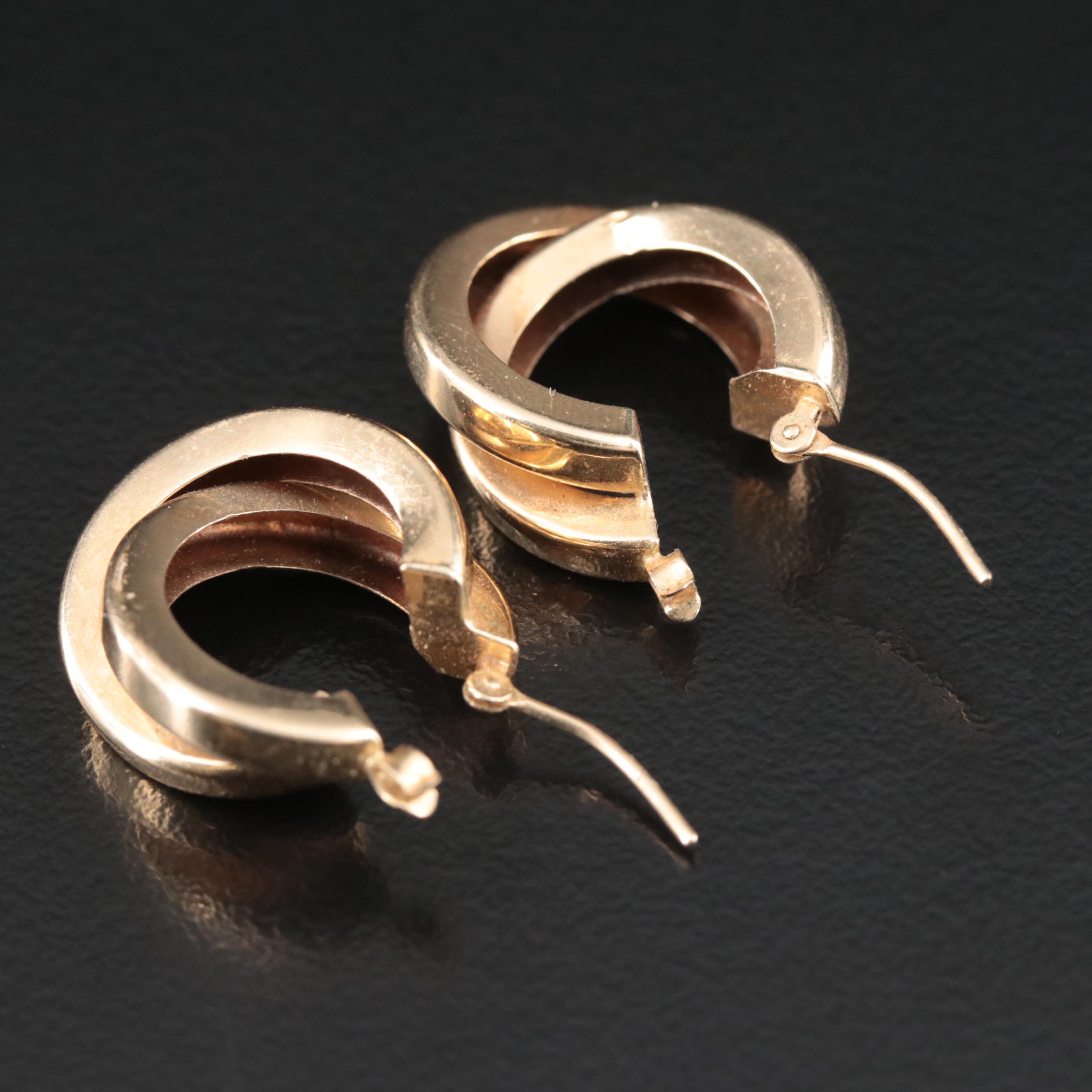 14K Double Square Edged Hoops