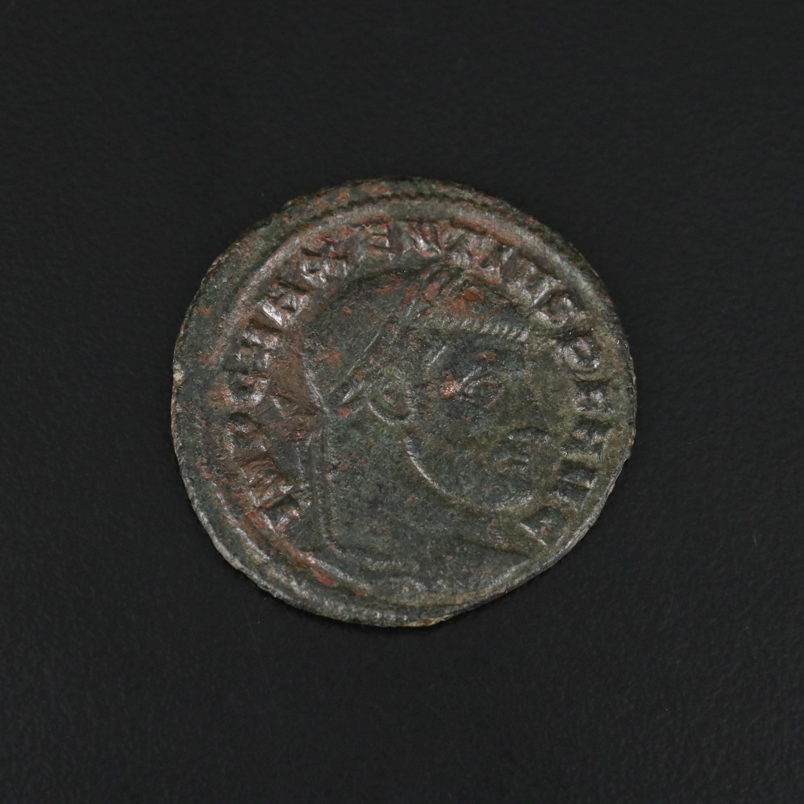 Ancient Roman Imperial Follis Coin of Maxentius, ca. 312 A.D.