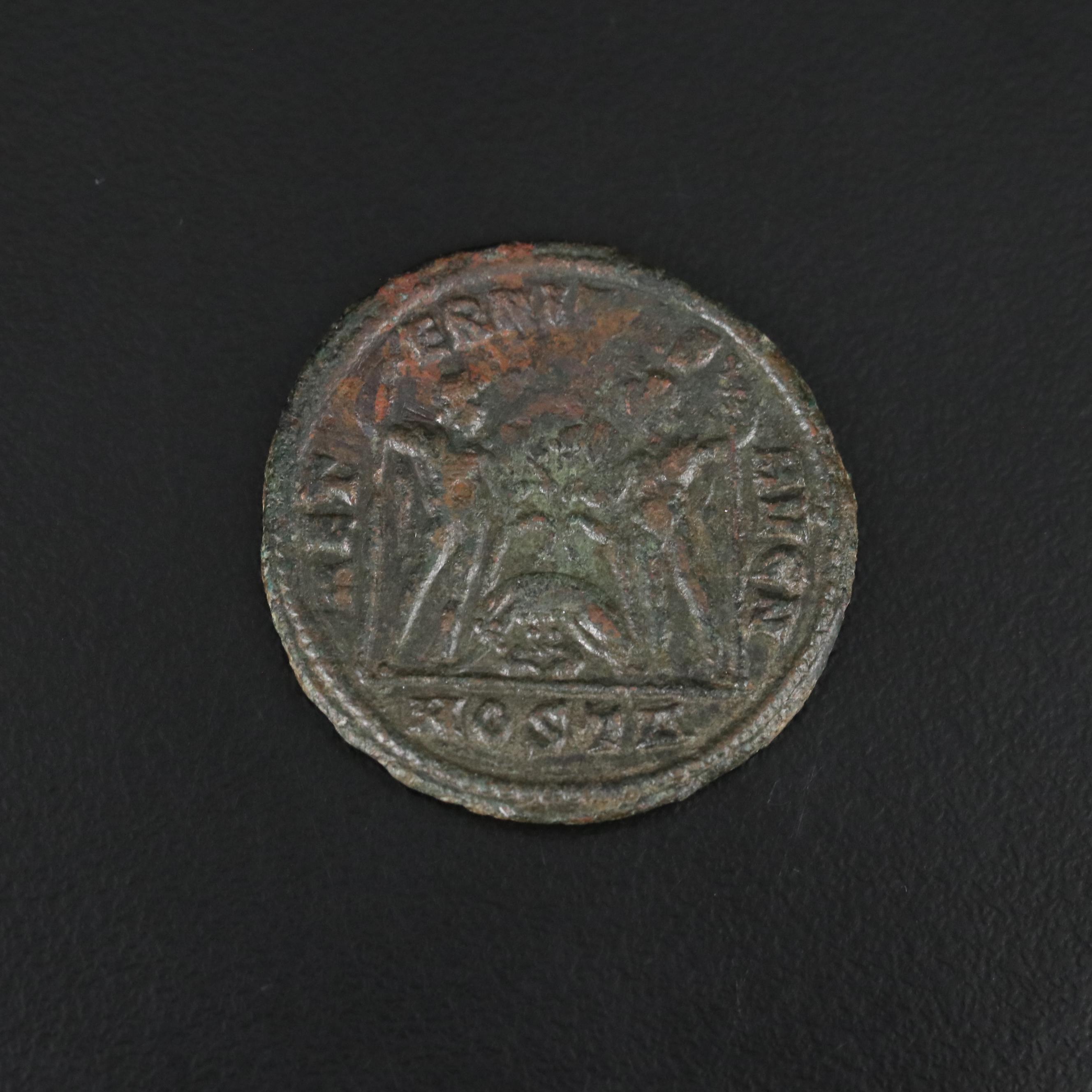 Ancient Roman Imperial Follis Coin of Maxentius, ca. 312 A.D.