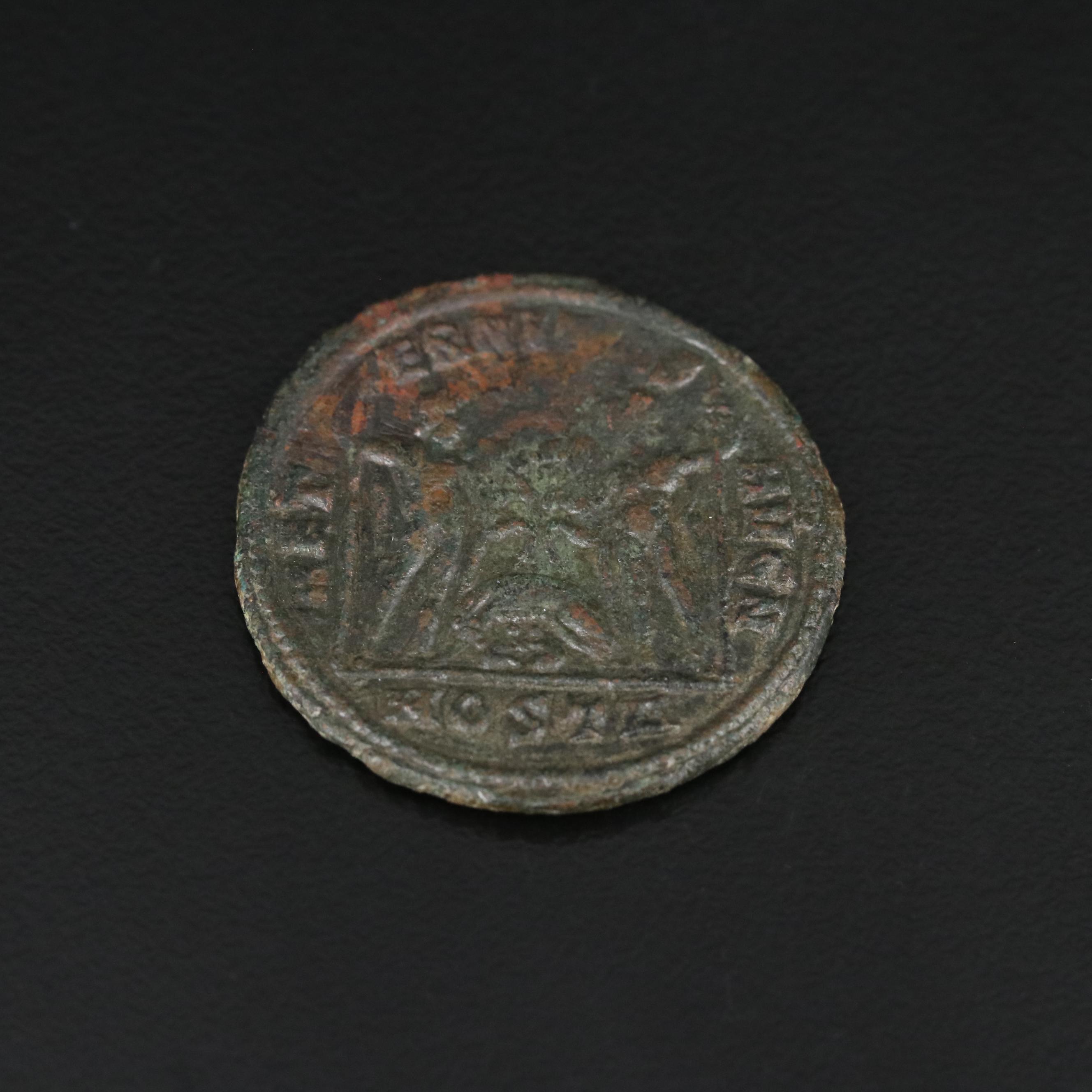 Ancient Roman Imperial Follis Coin of Maxentius, ca. 312 A.D.