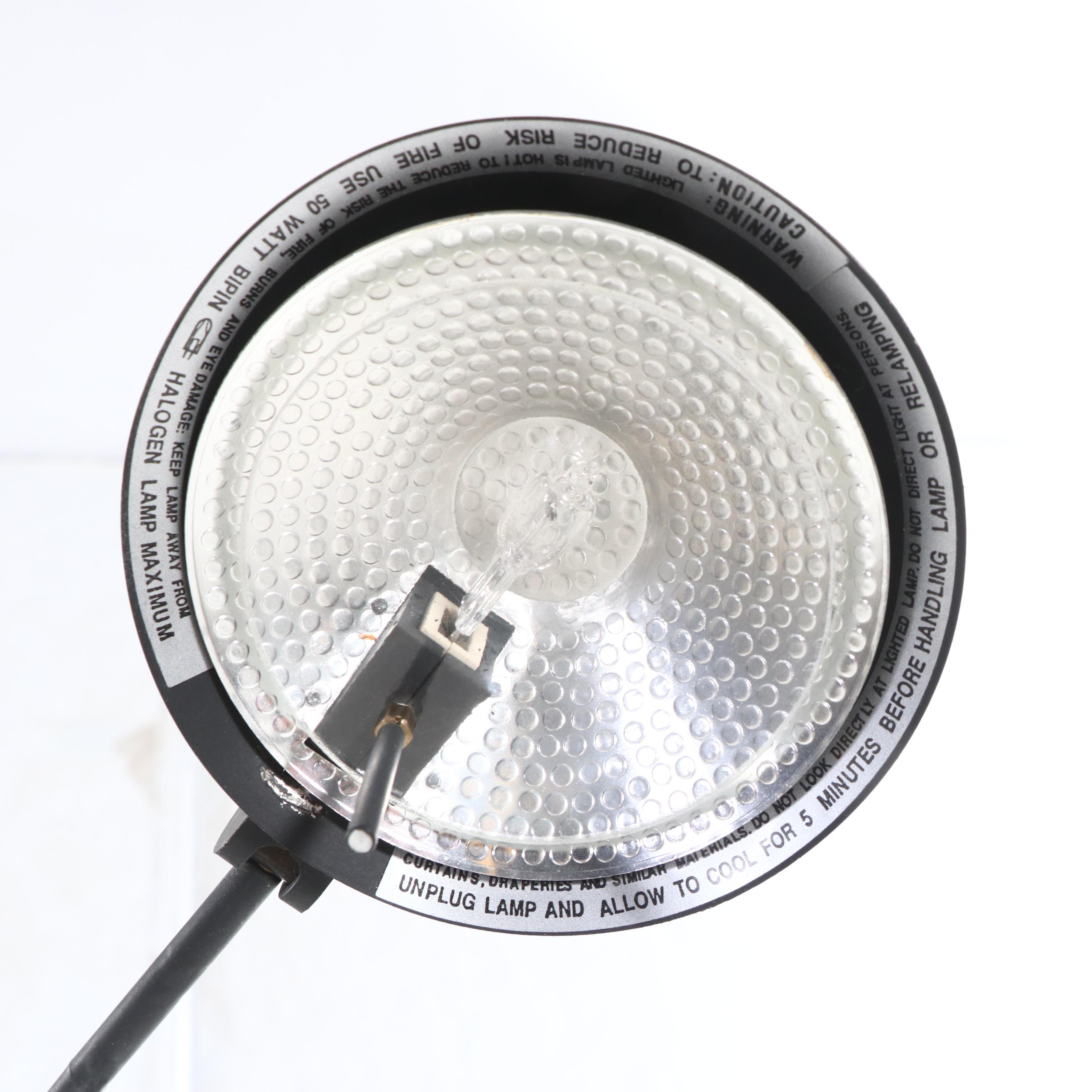 Double Weighted Arm Black Metal Halogen Floor Lamp