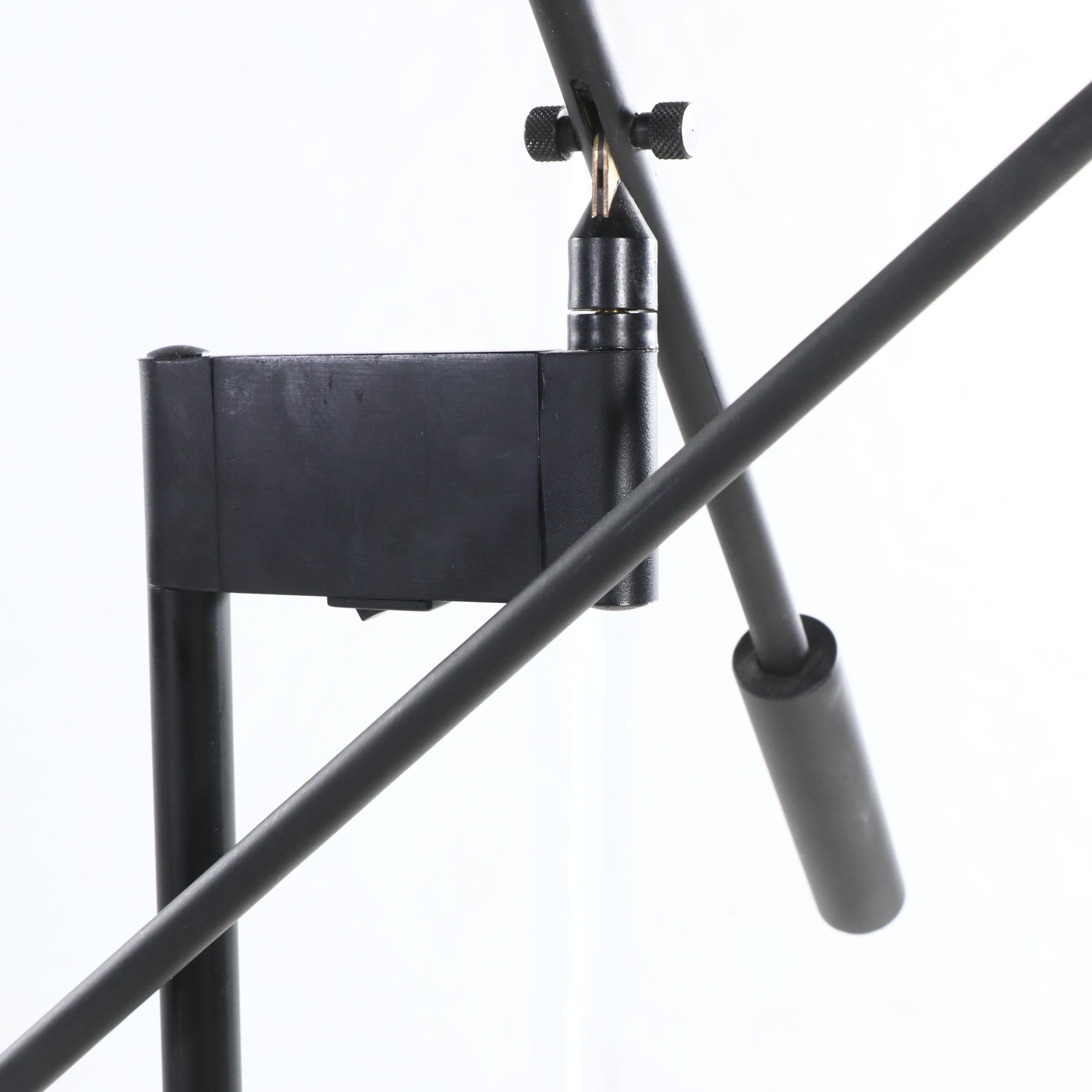 Double Weighted Arm Black Metal Halogen Floor Lamp