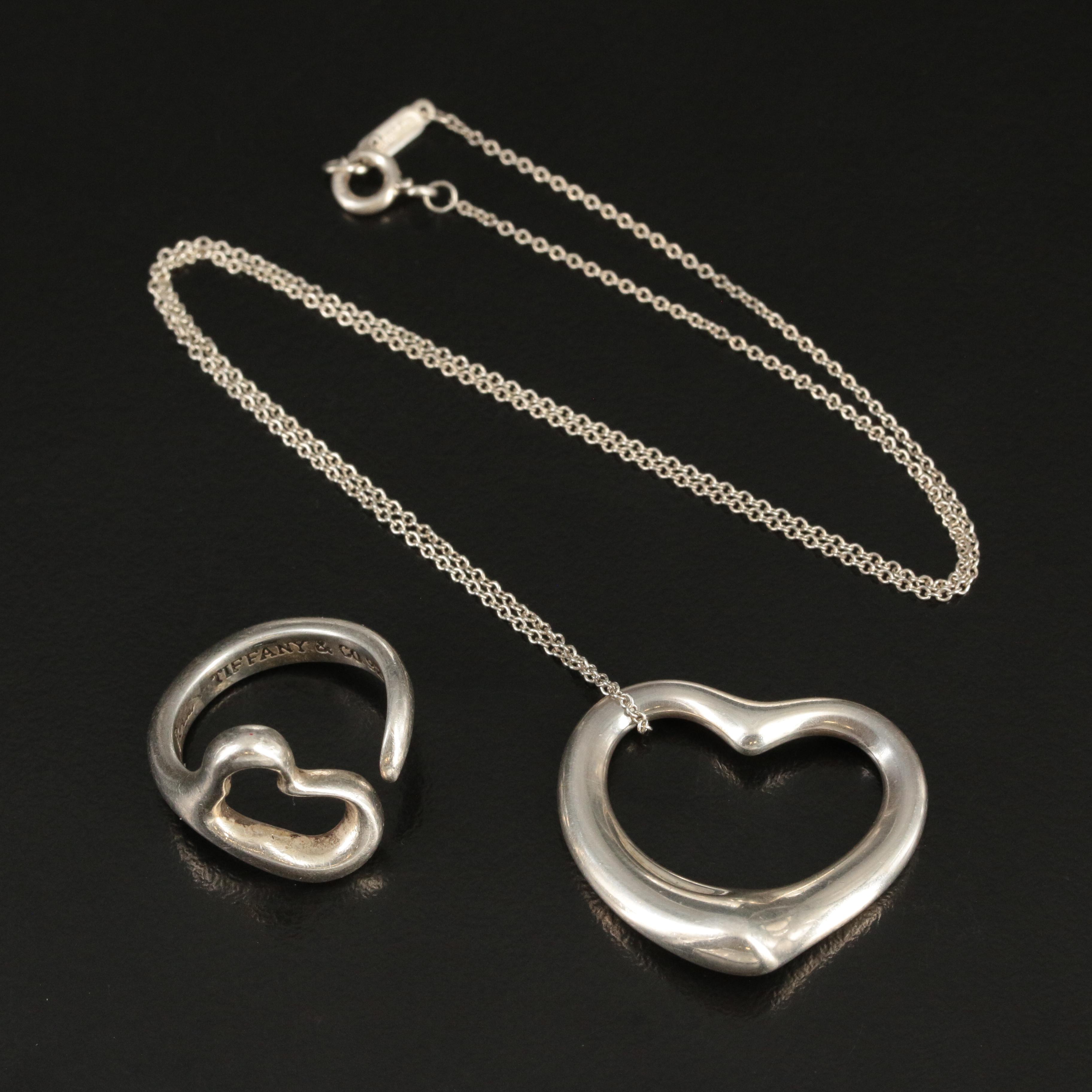Tiffany & Co. Sterling "Open Heart" Necklace and Ring