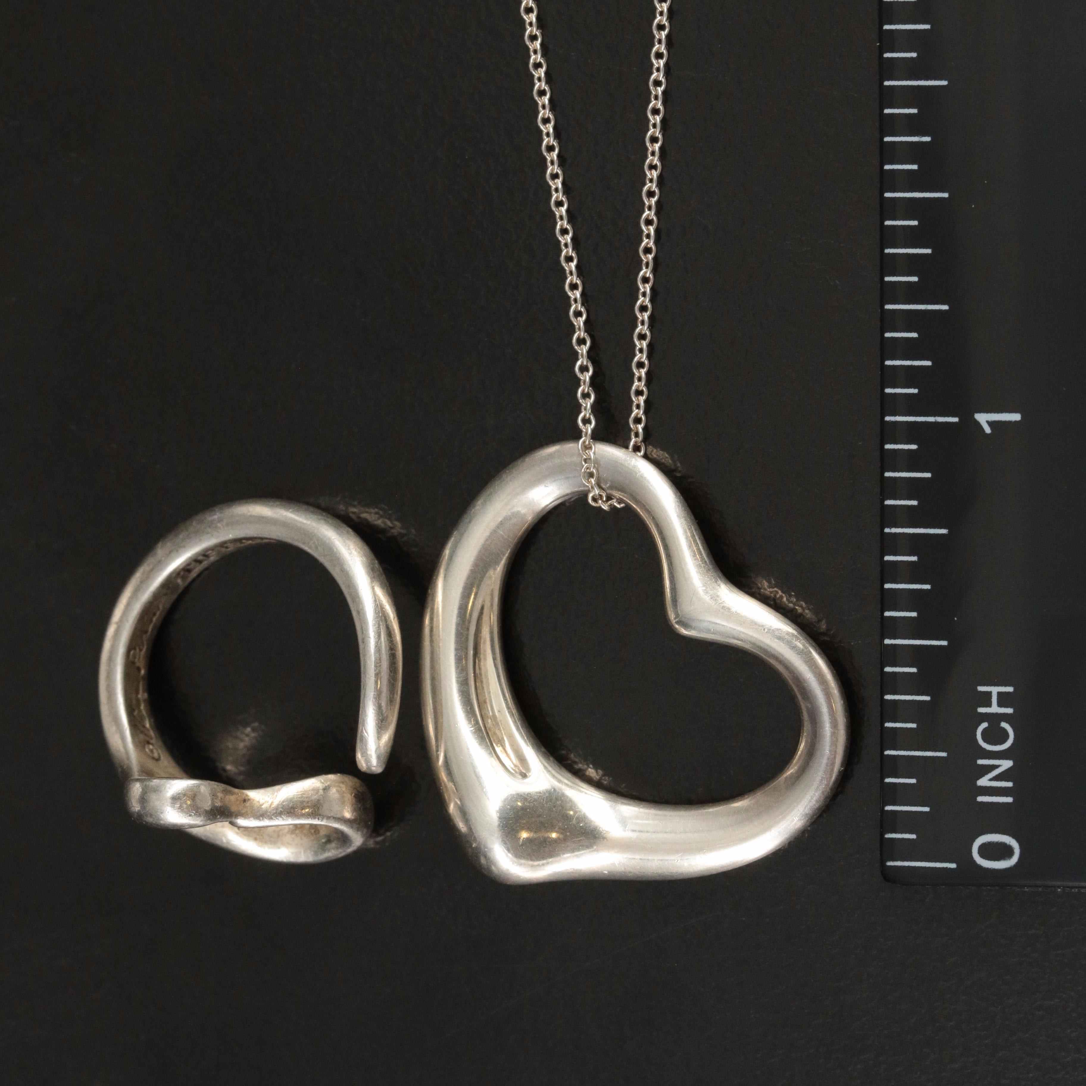 Tiffany & Co. Sterling "Open Heart" Necklace and Ring