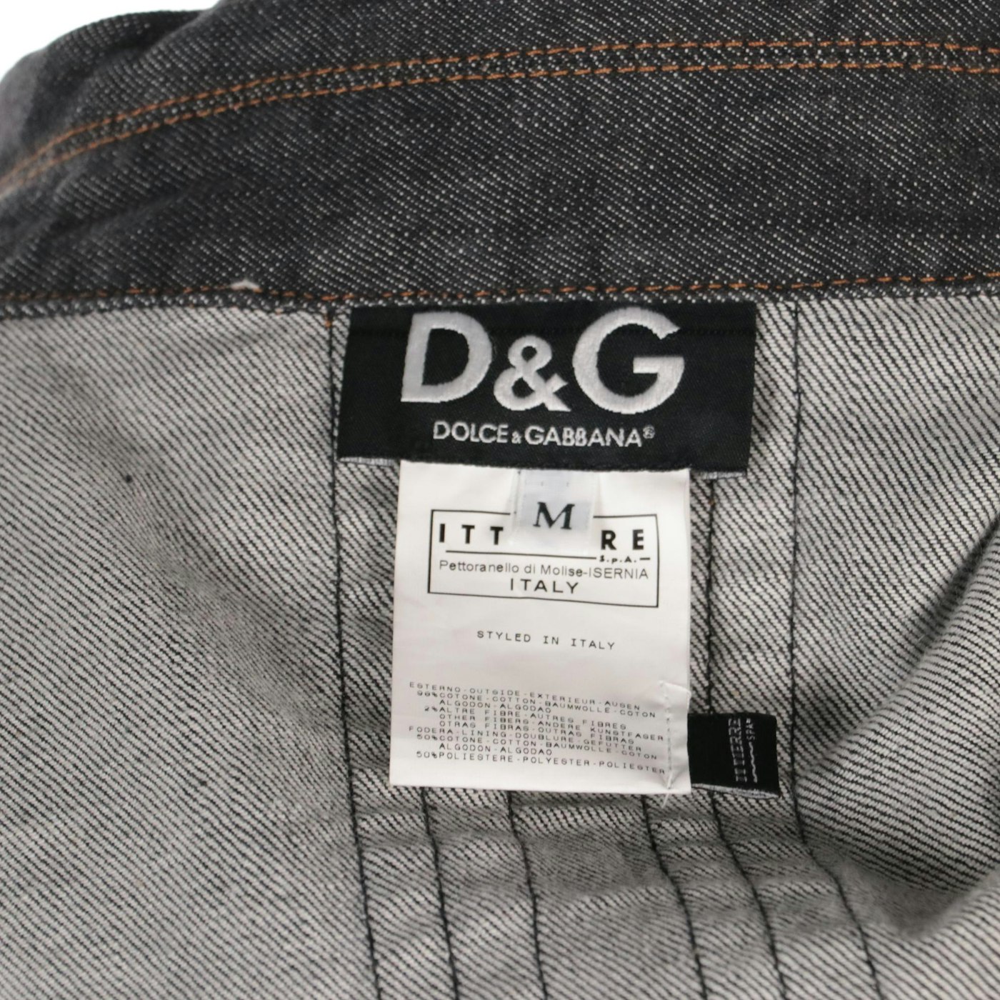 Dolce & Gabbana Back-Zip Charcoal Grey Structured Denim Jacket | EBTH