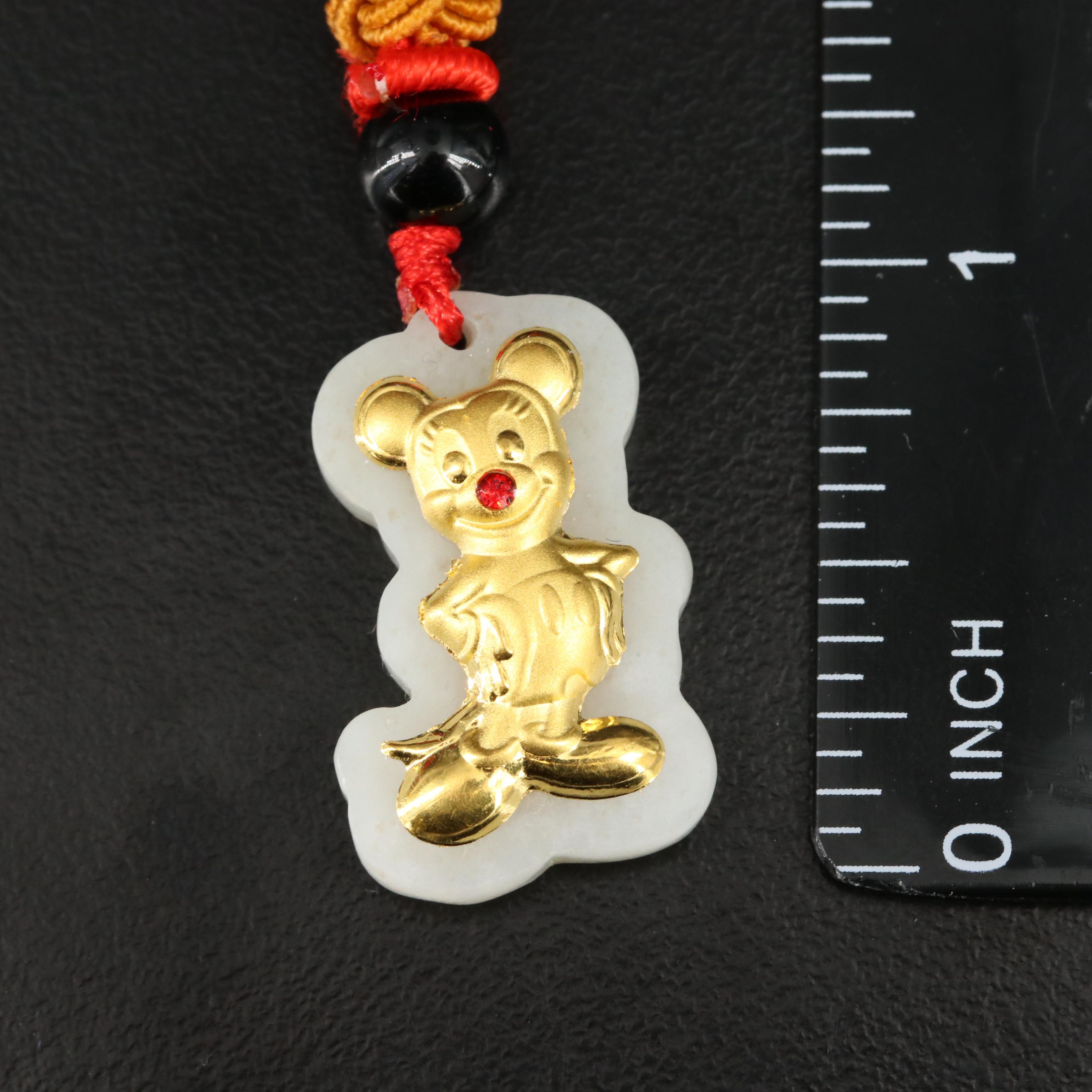 Chalcedony and Enamel Cartoon Characters Pendant on Chord