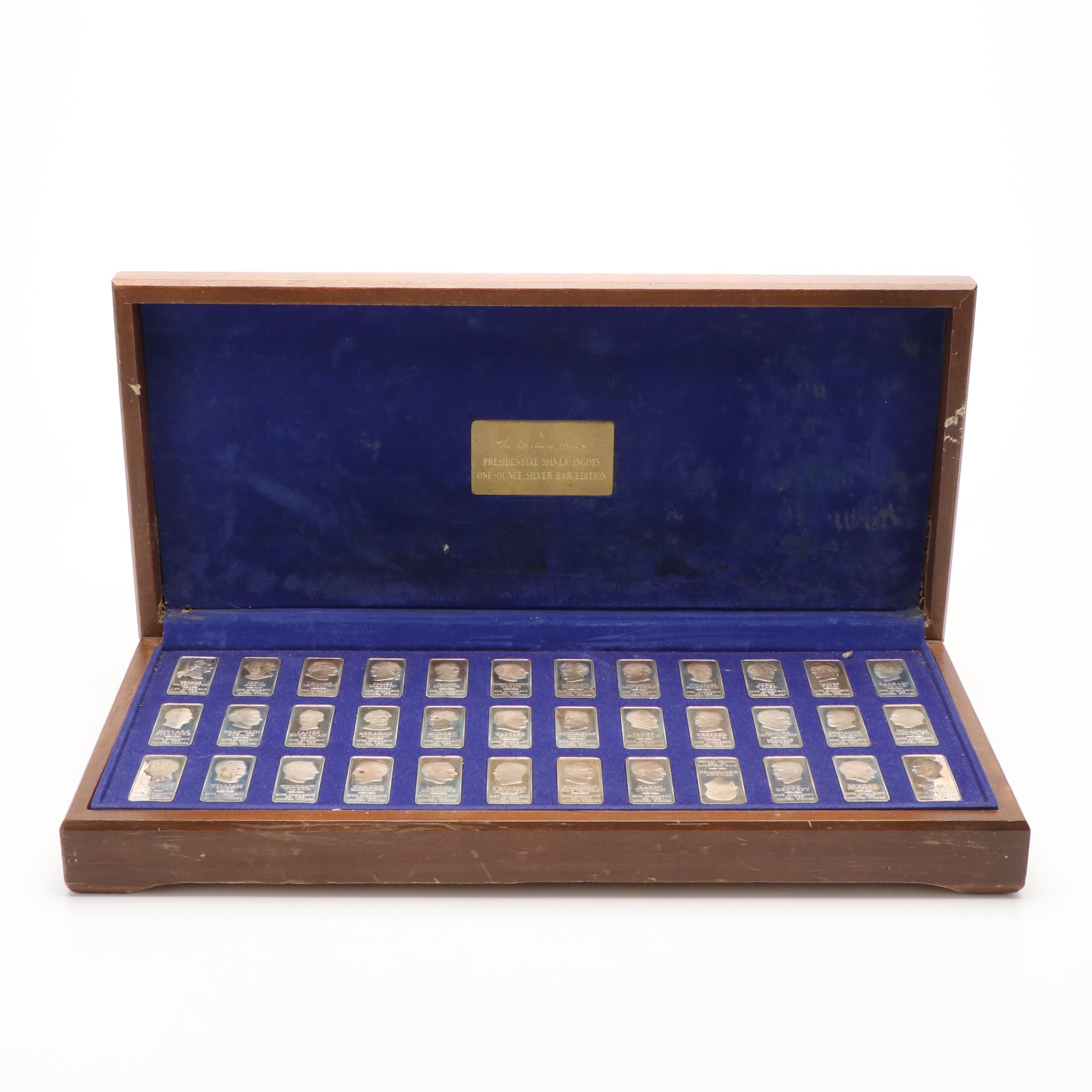 Collection of Thirty-Eight .925 Silver Bars With U.S. Presidents