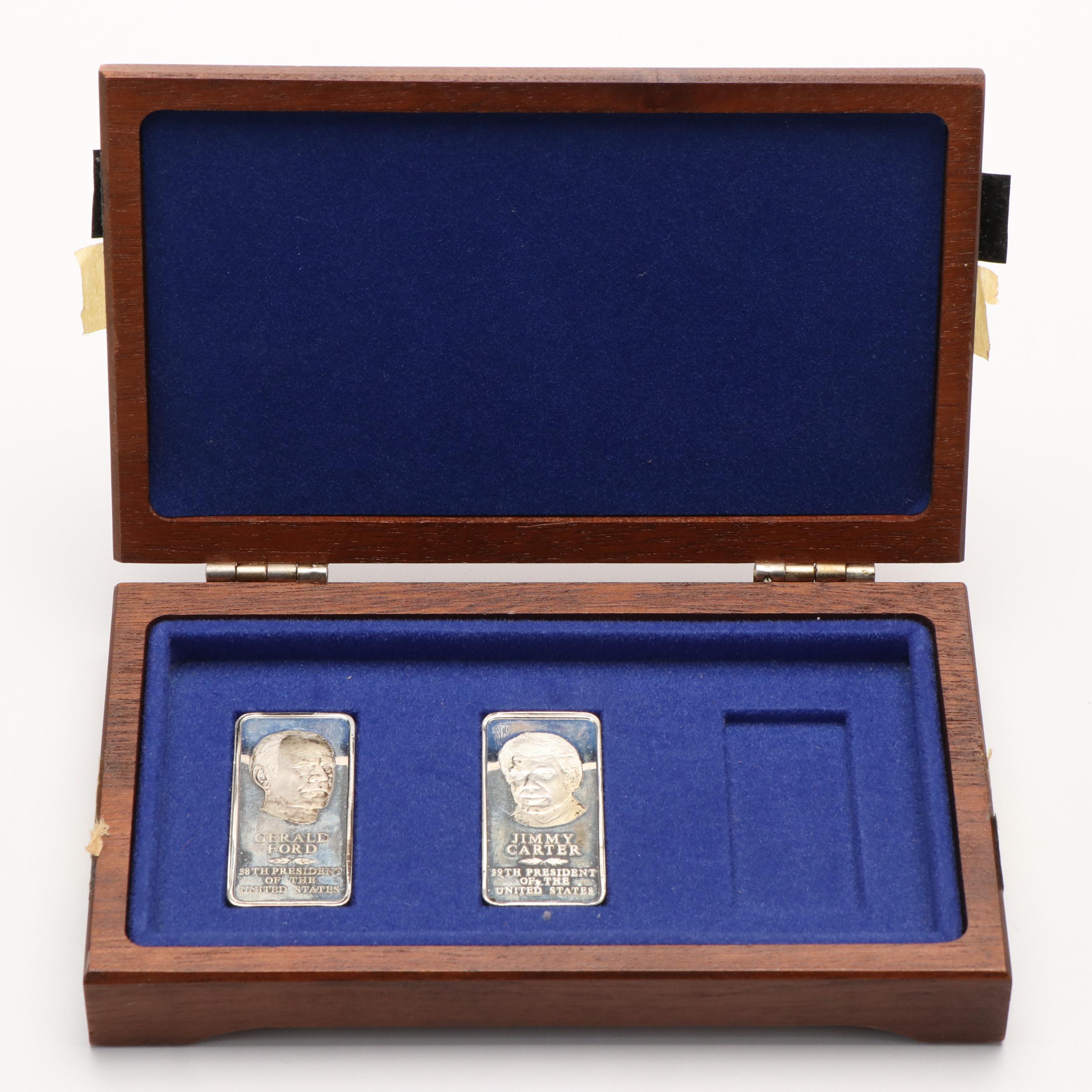 Collection of Thirty-Eight .925 Silver Bars With U.S. Presidents