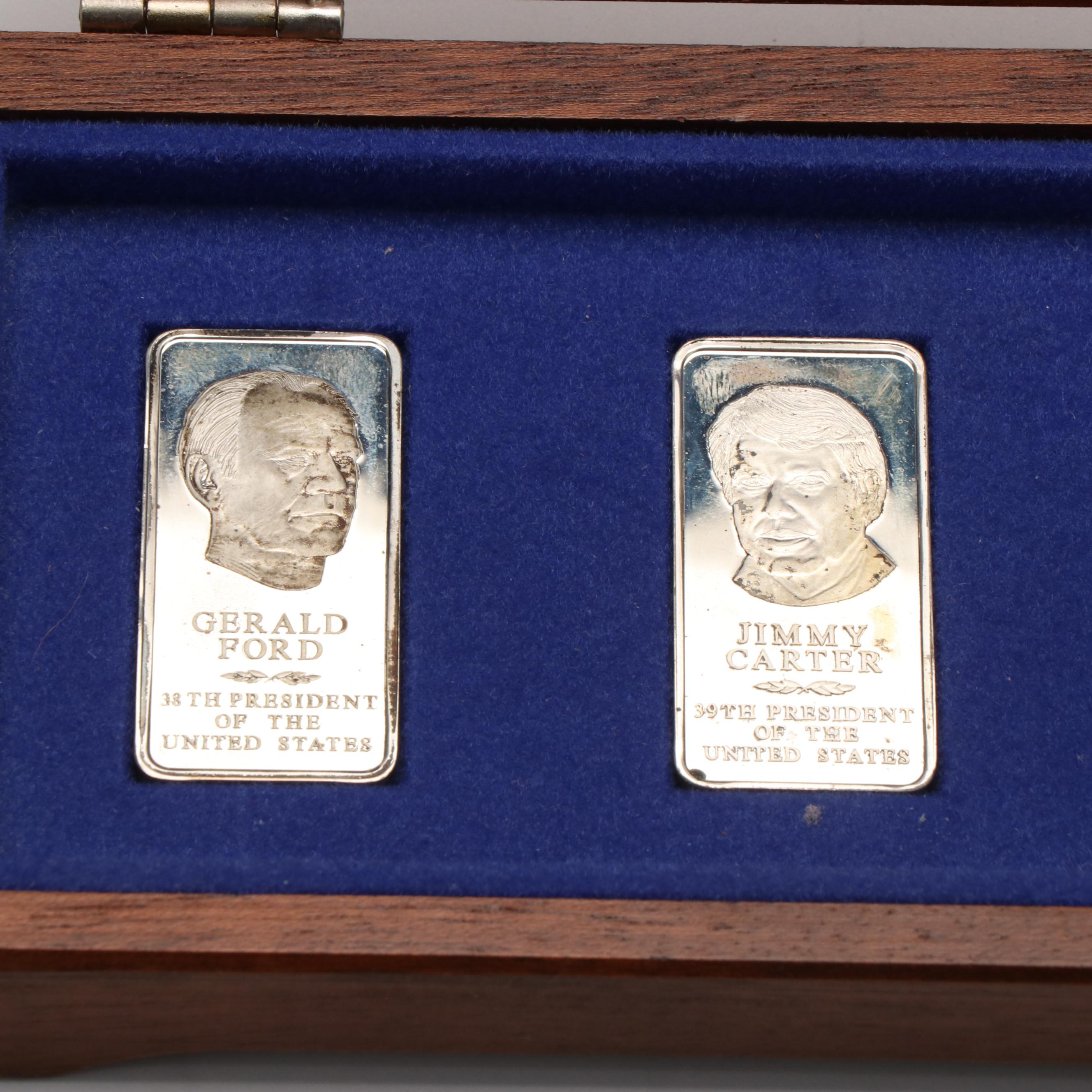 Collection of Thirty-Eight .925 Silver Bars With U.S. Presidents