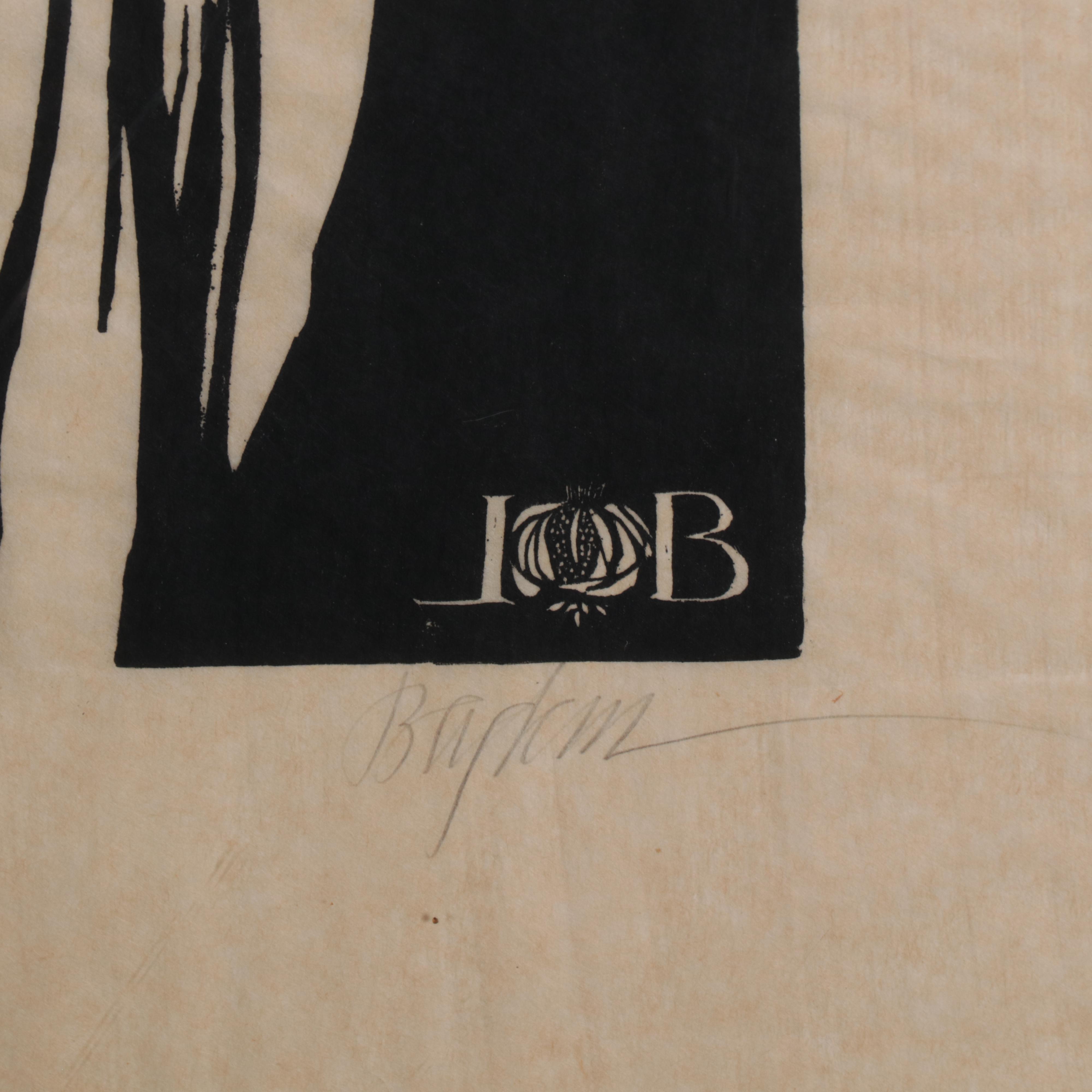 Leonard Baskin Large-Scale Woodcut "Everyman," Circa 1959