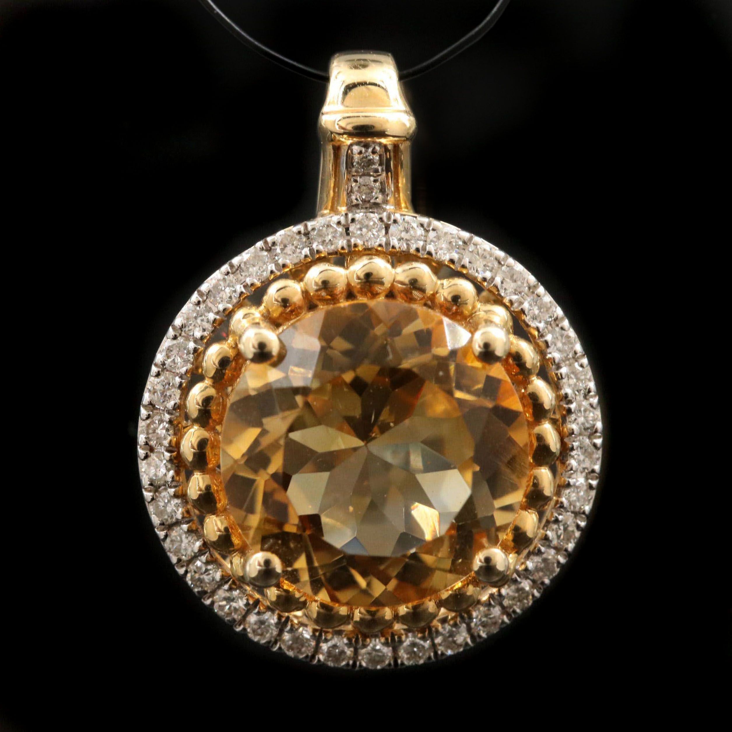 14K Citrine and Diamond Pendant