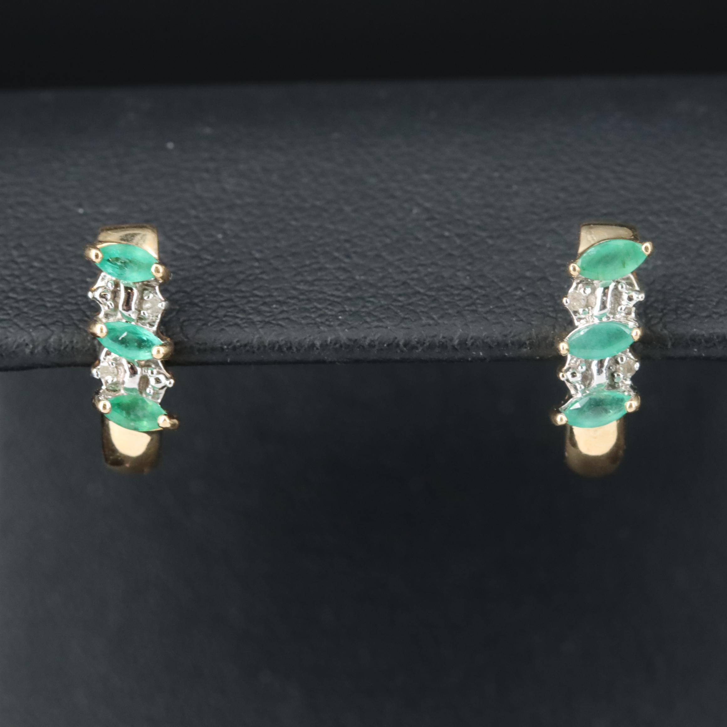14K Emerald and Diamond Earrings