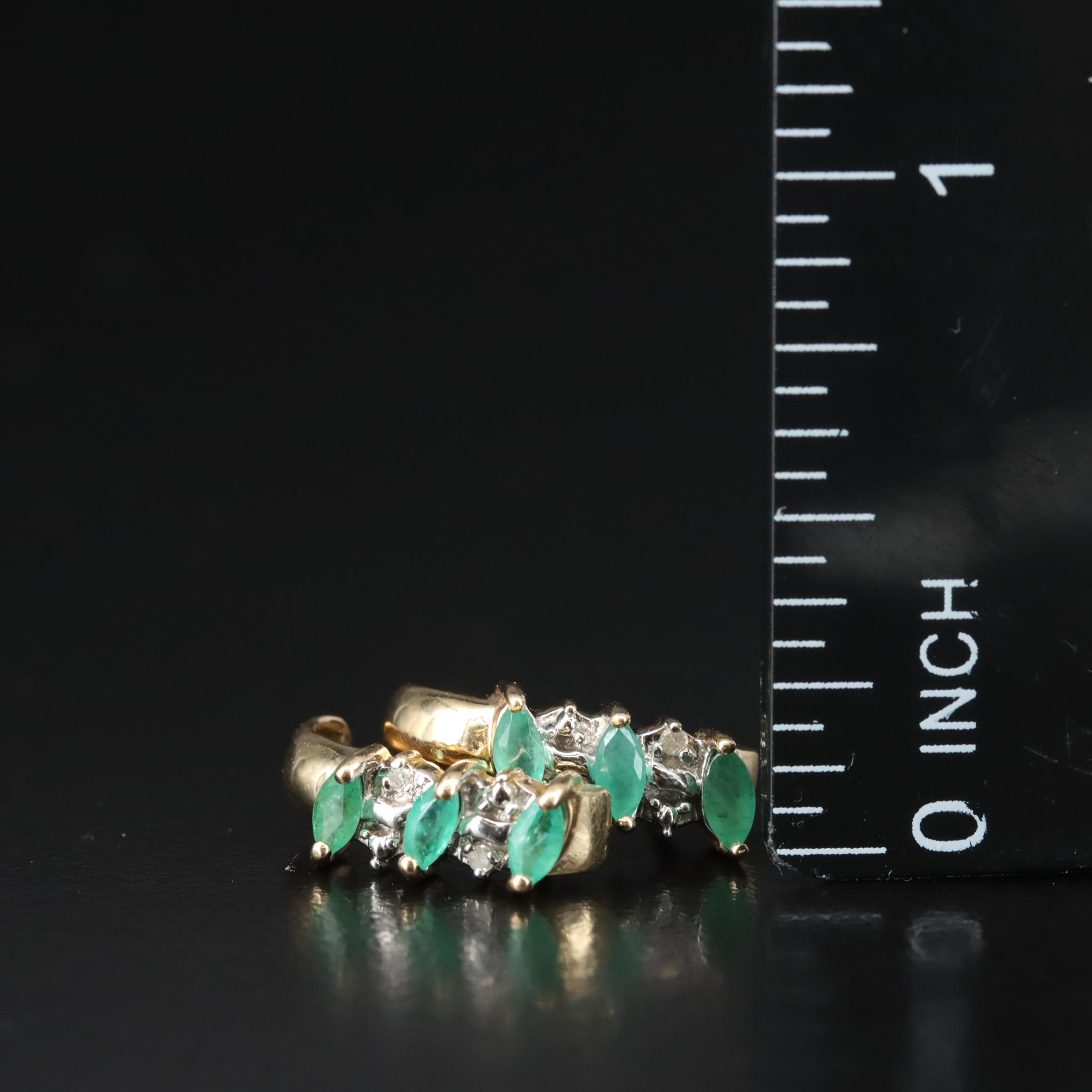 14K Emerald and Diamond Earrings