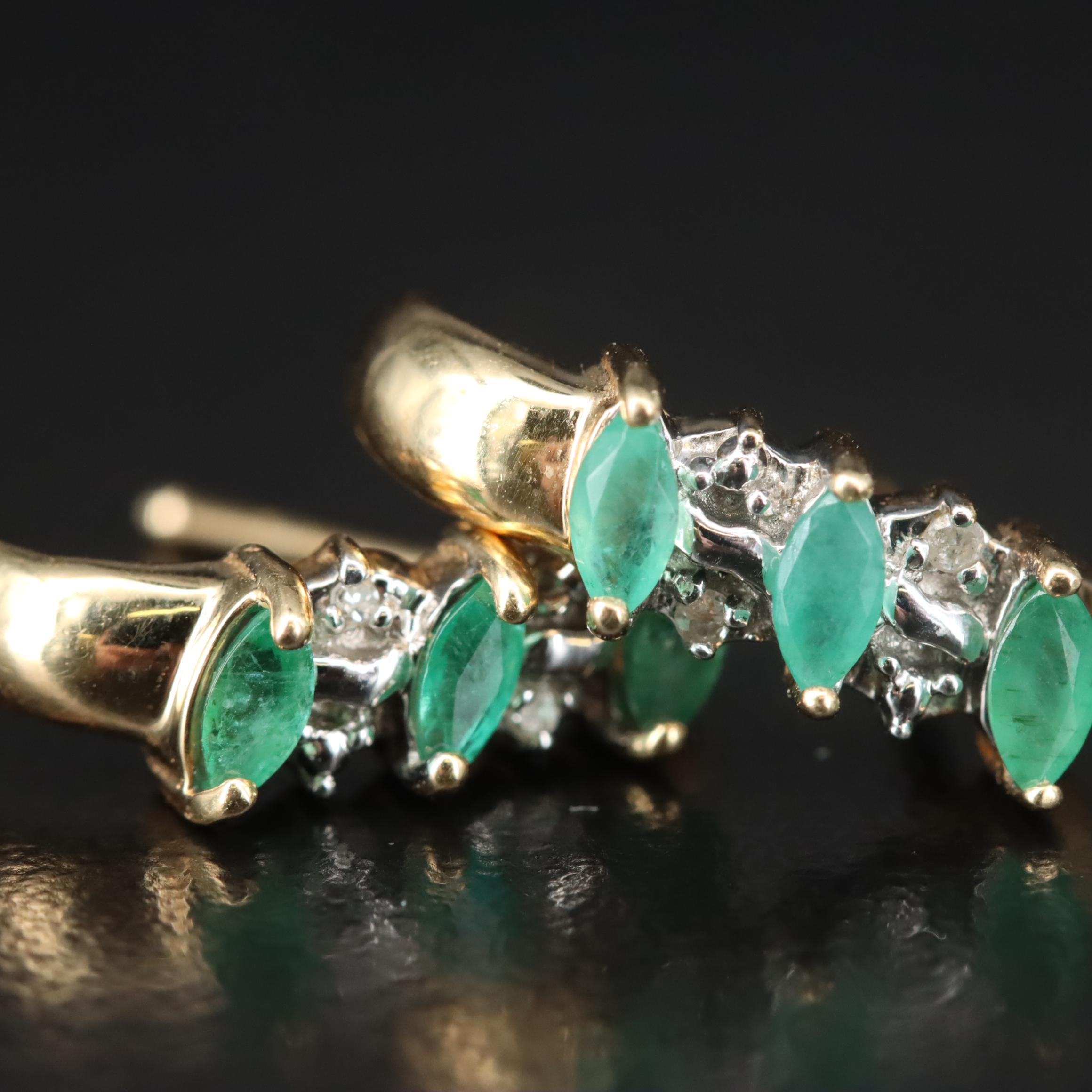 14K Emerald and Diamond Earrings