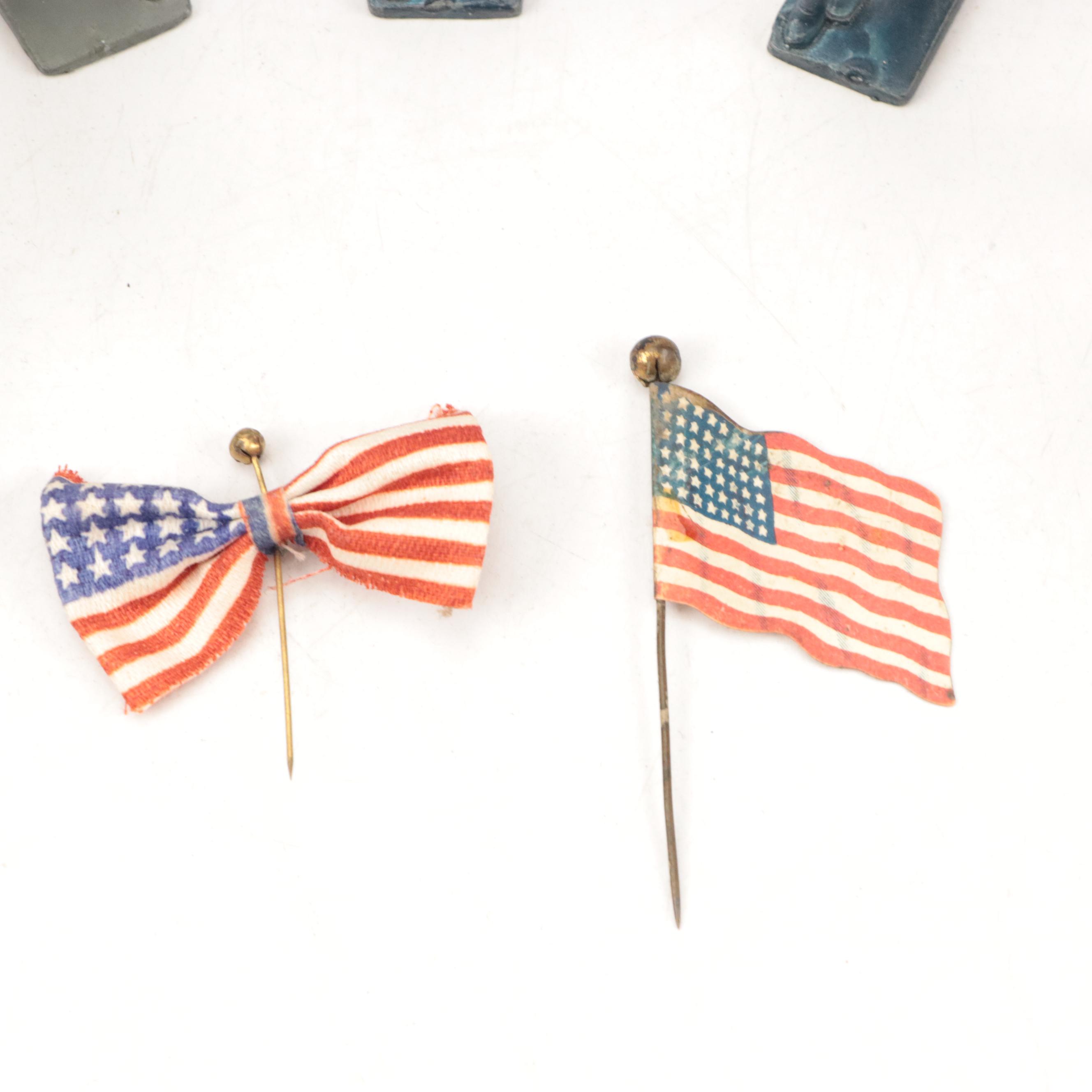 Lead Toy Soldiers with Lead Toy Lincoln Logs Figures