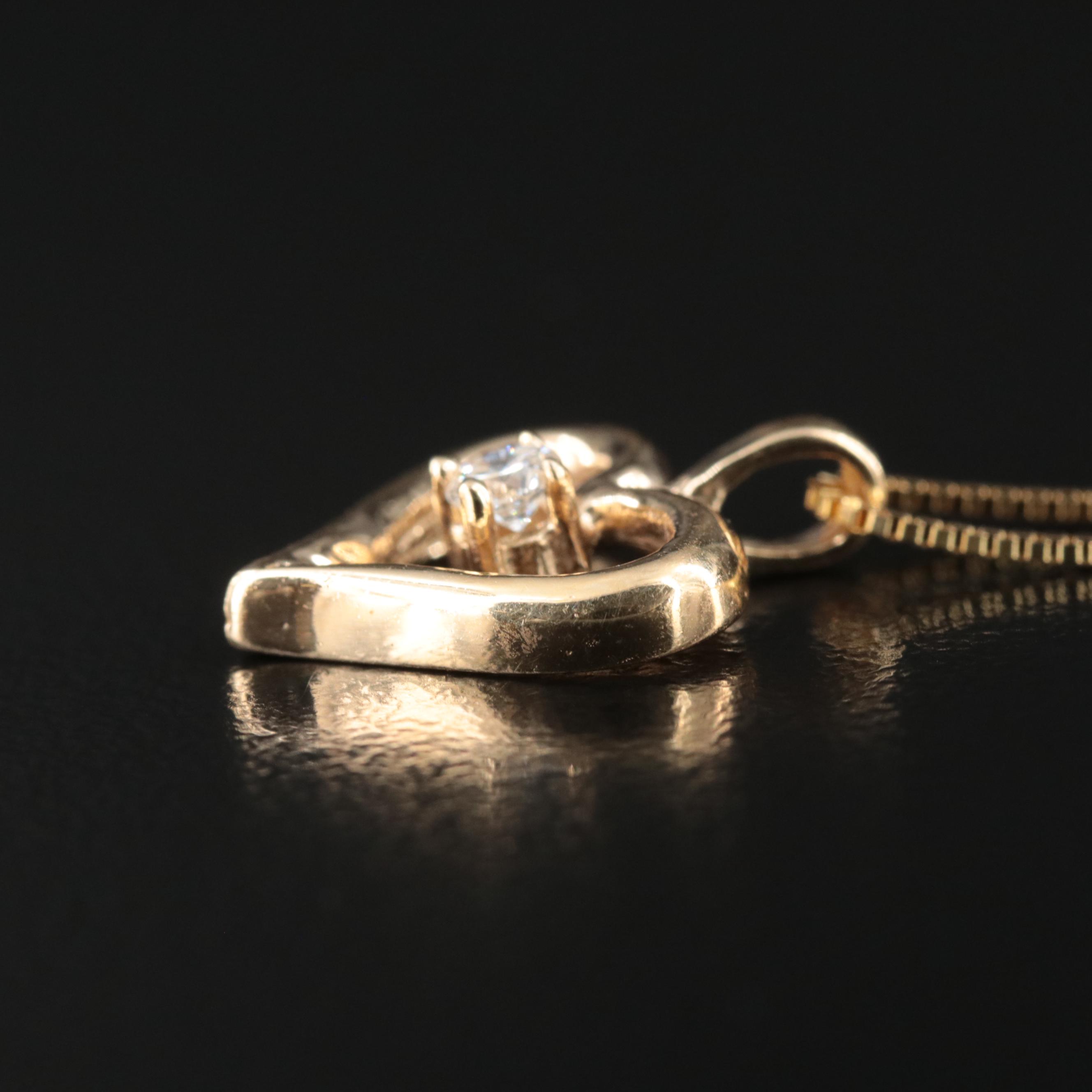 14K 0.11 CT Diamond Heart Pendant Necklace