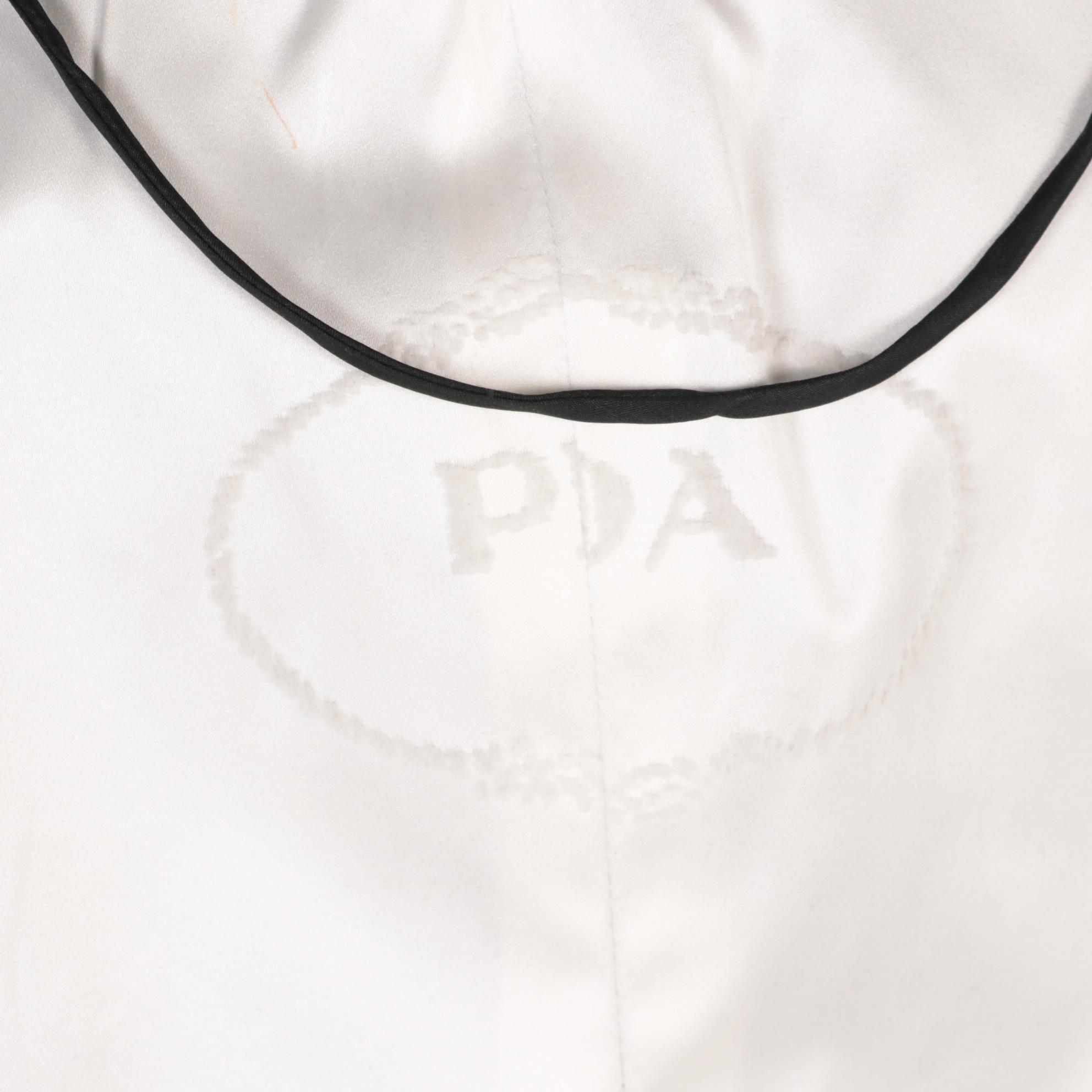 Prada Black Silk Snap Front Jacket with Elbow-Length Puff Sleeves