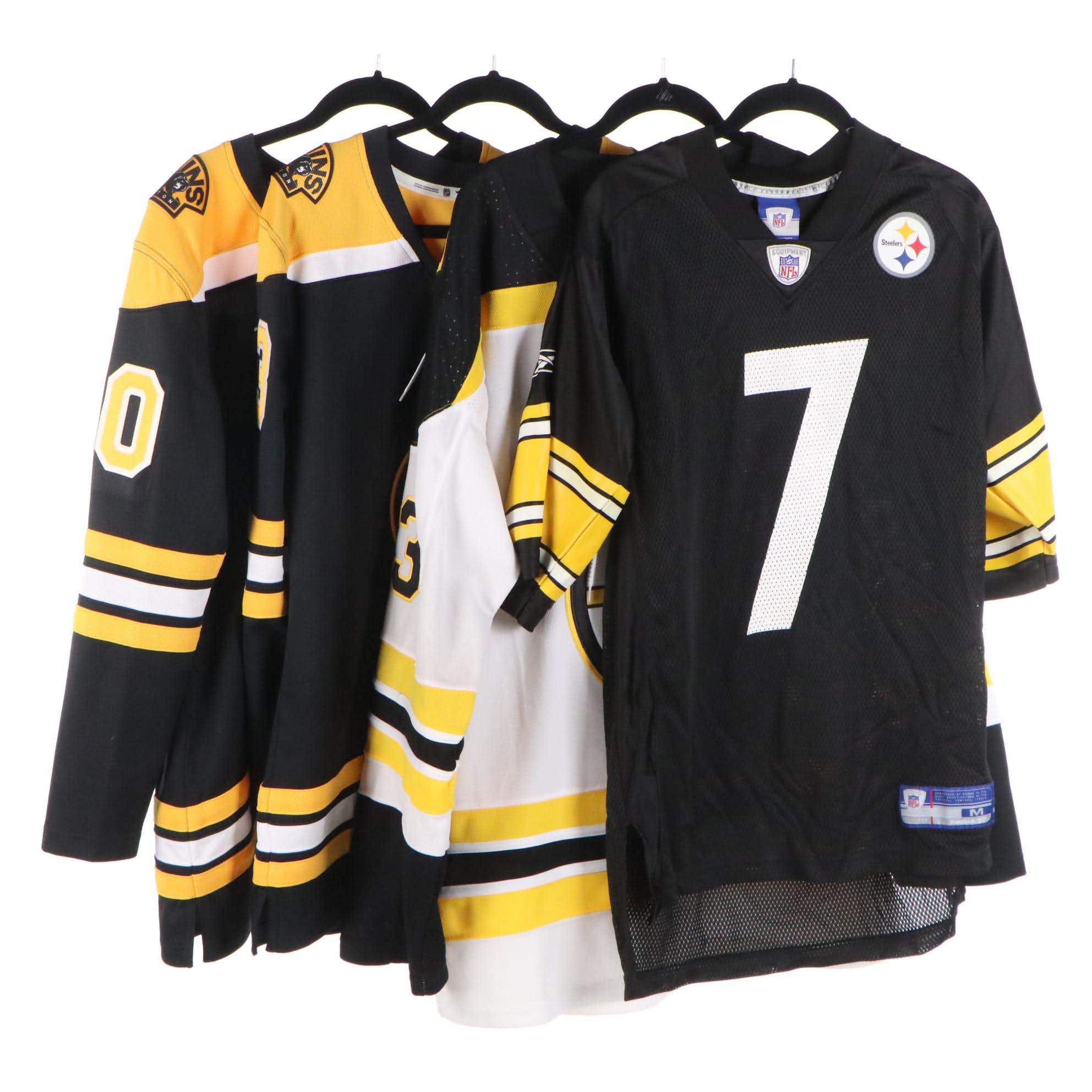 Zdeno Chára and Tuukka Rask Stitched Hockey Jerseys with Ben Roethlisberger