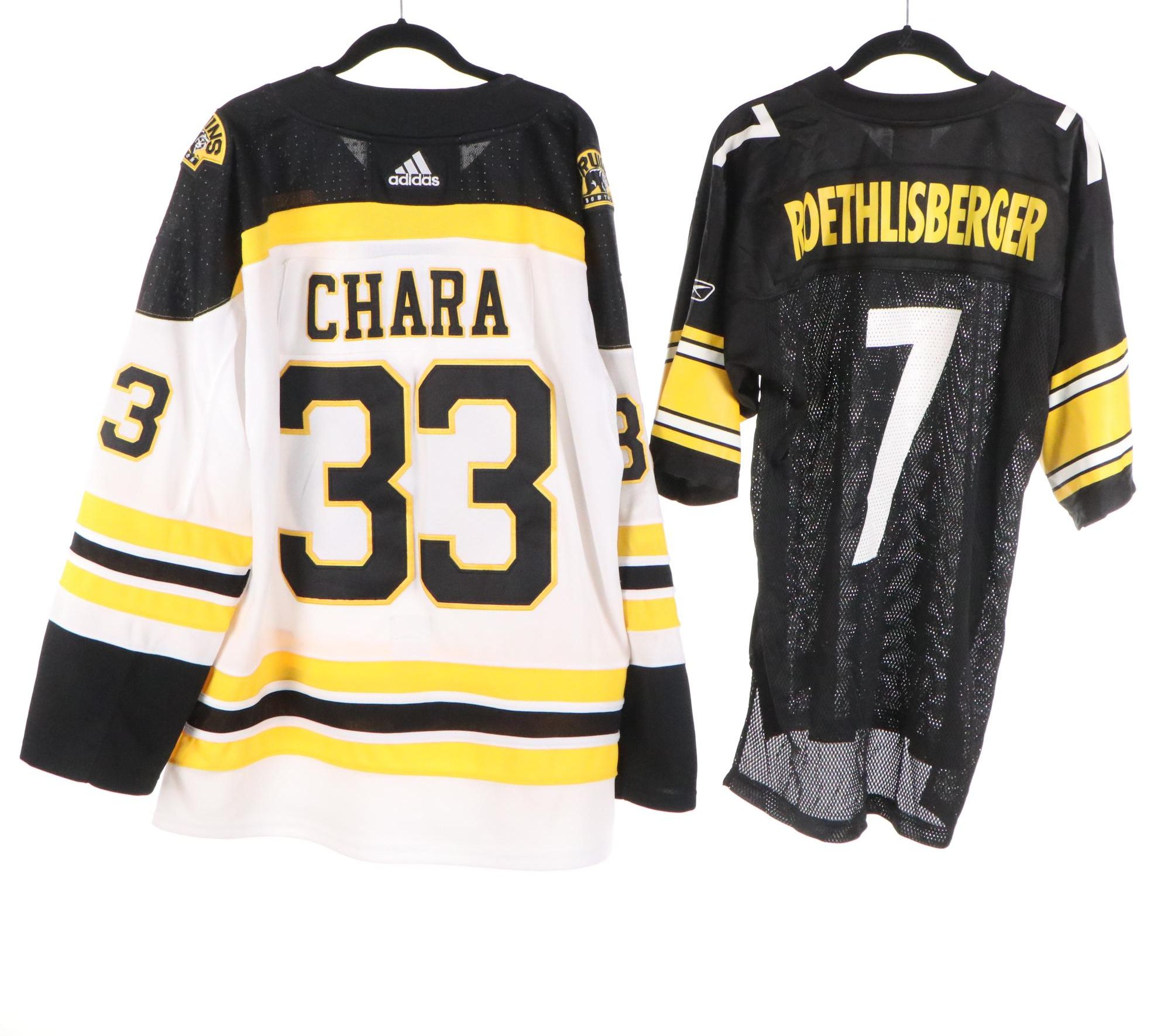 Zdeno Chára and Tuukka Rask Stitched Hockey Jerseys with Ben Roethlisberger