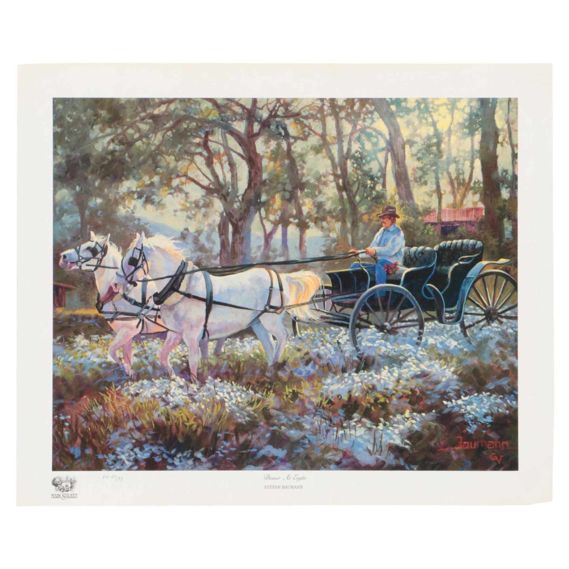 Stefan Baumann Offset Lithograph "Dinner at Night," 21st Century