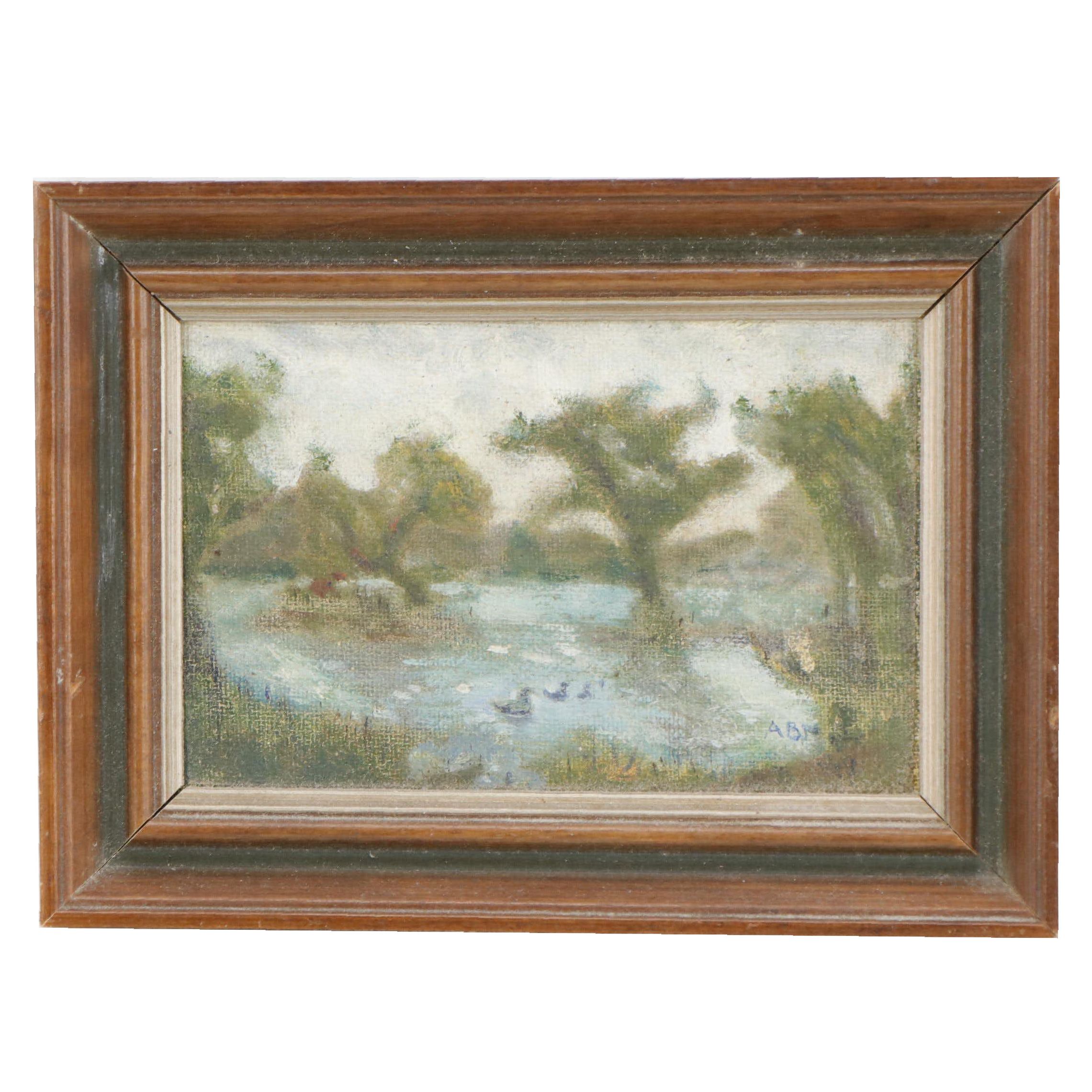 Pond Landscape Oil Painting
