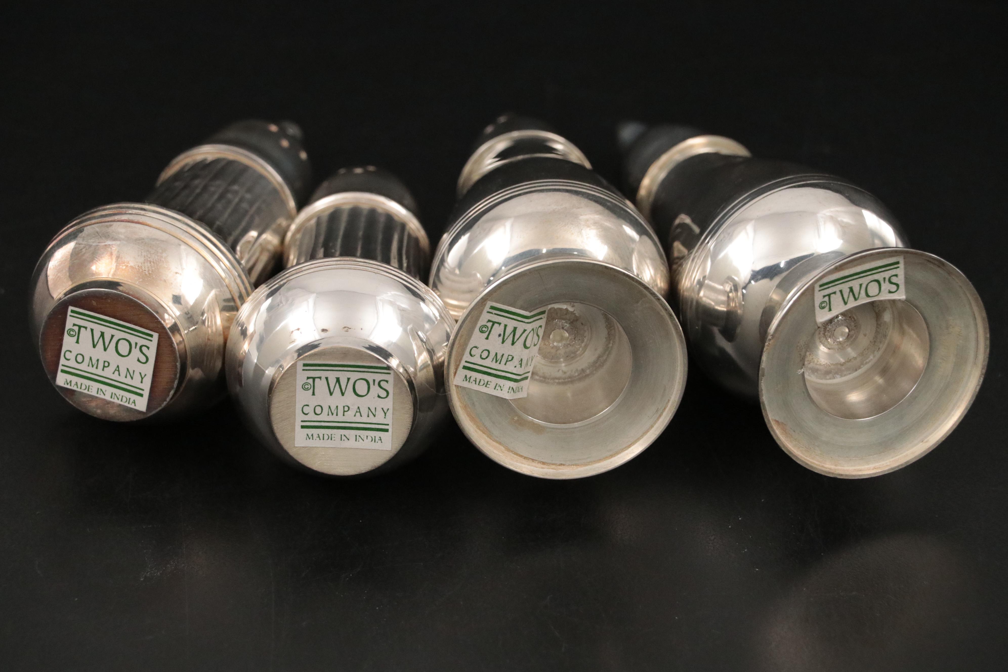 Two's Company Silver Plate Shakers with Silver Plate Shaker and Butter Dish