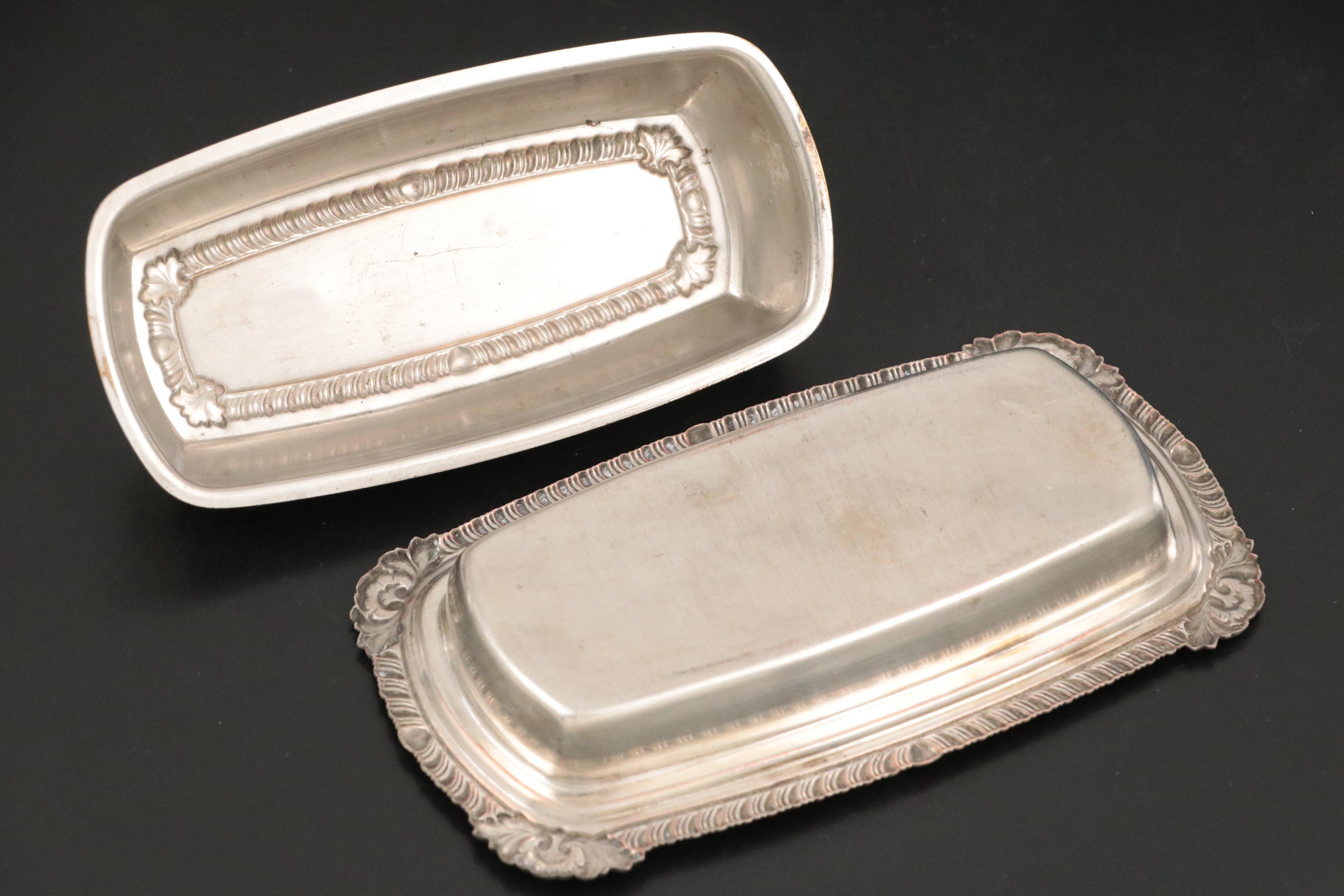 Two's Company Silver Plate Shakers with Silver Plate Shaker and Butter Dish