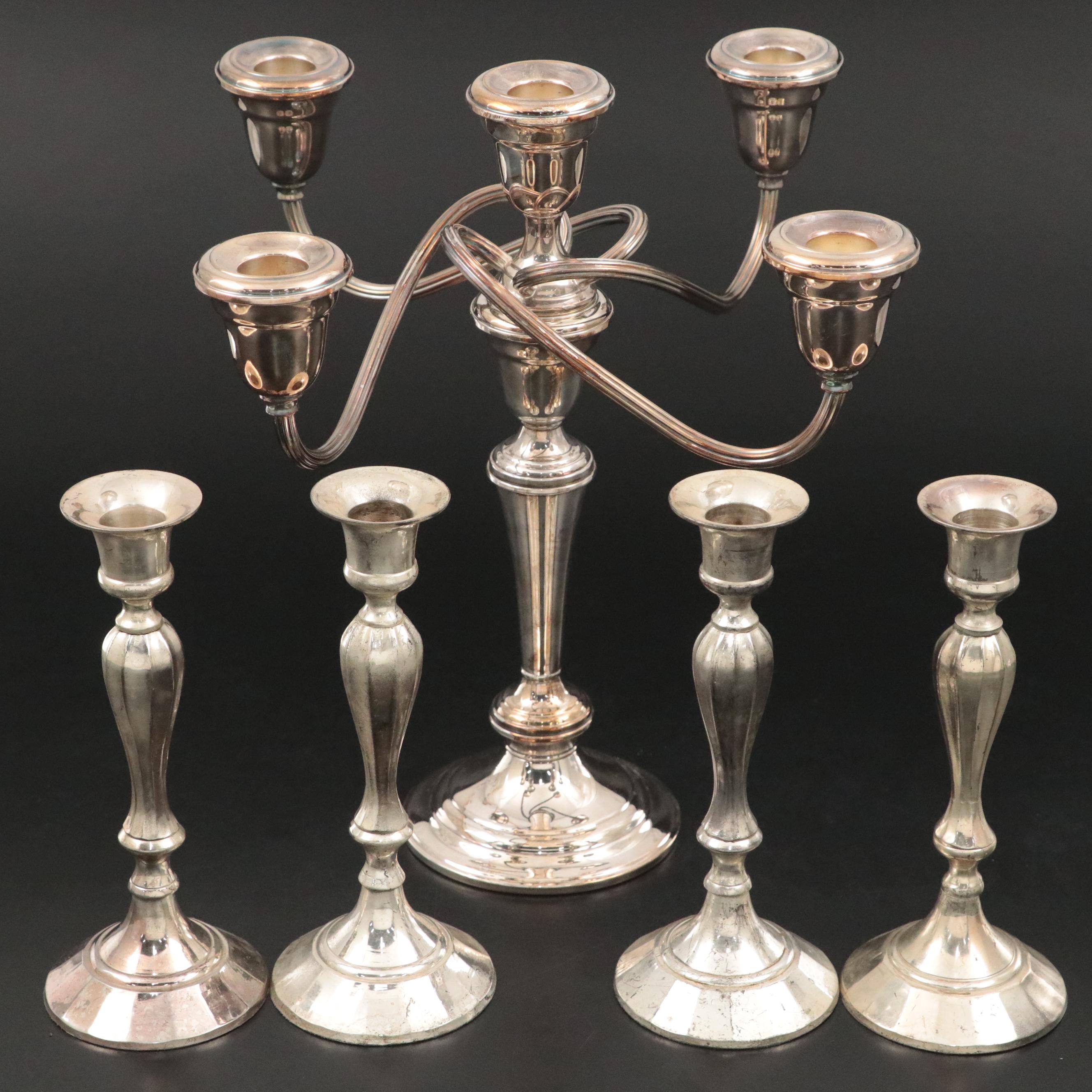 Gorham Silver Plate Candelabra Indian Cast Metal Candlesticks