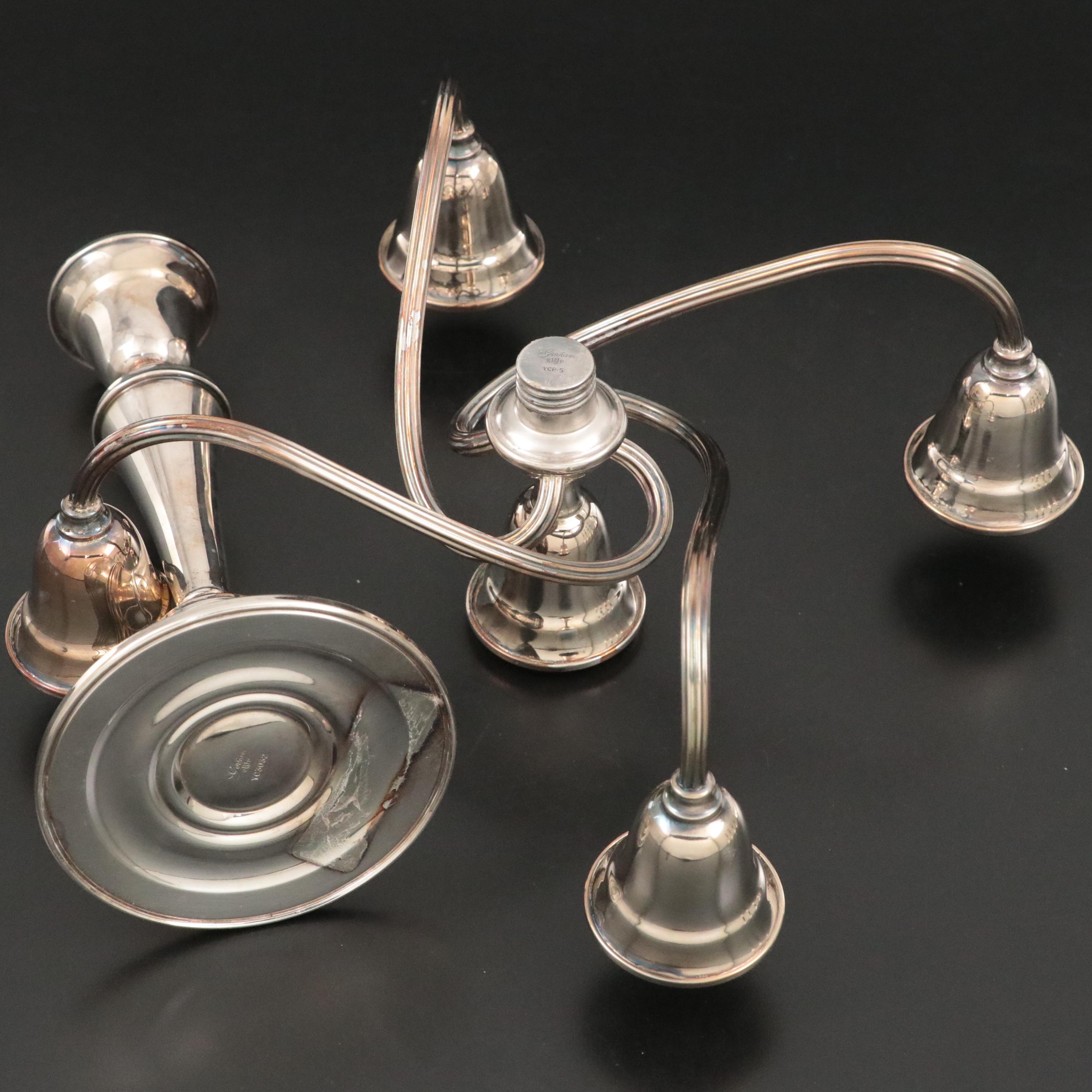 Gorham Silver Plate Candelabra Indian Cast Metal Candlesticks