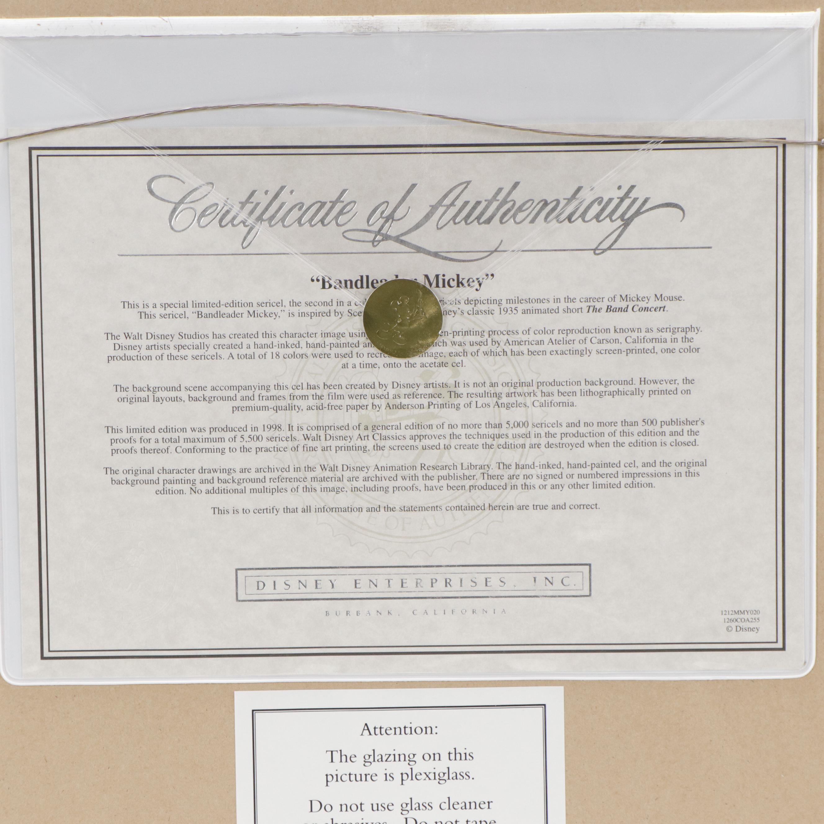 Disney Mickey Mouse Sericel "Bandleader Mickey," 1998