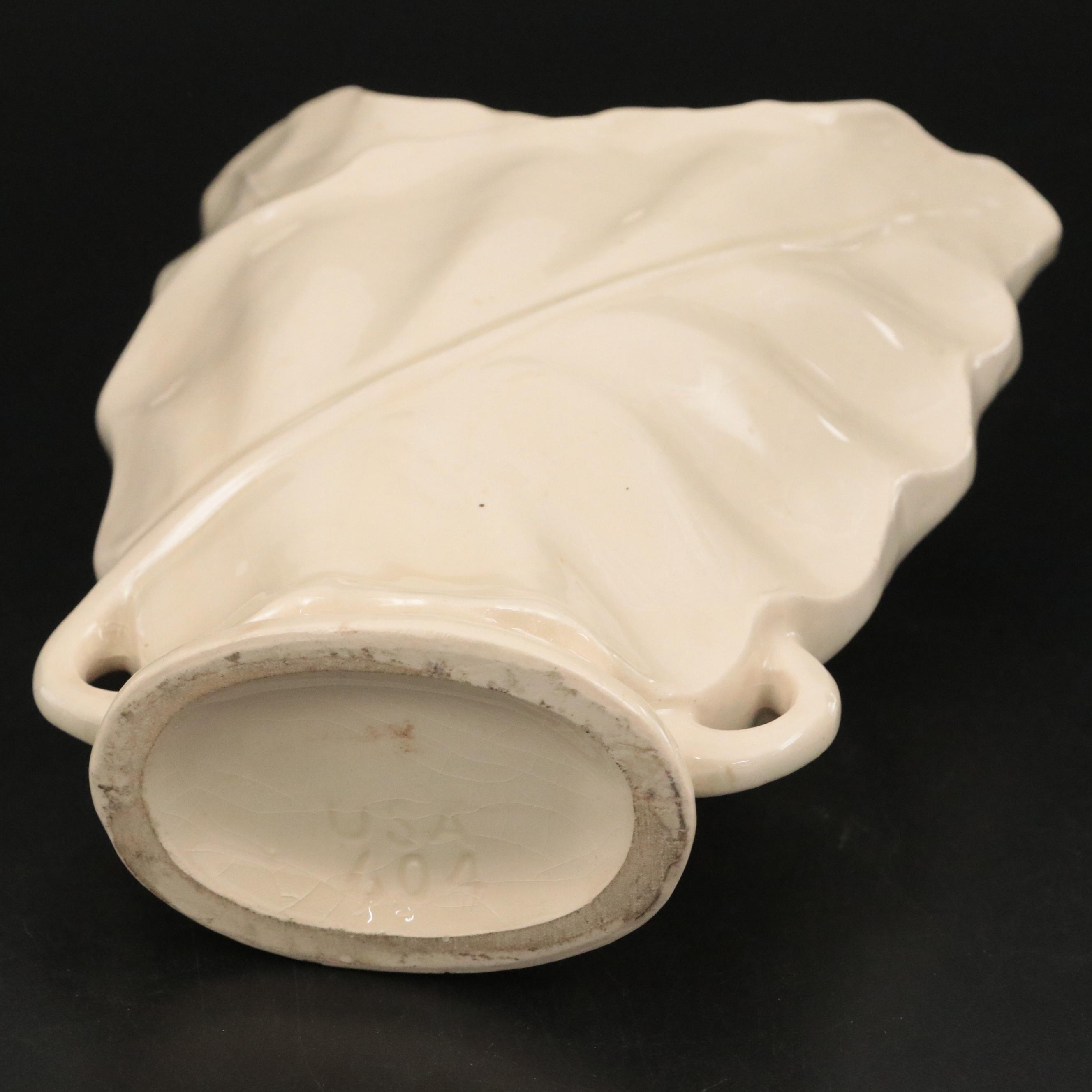 McCoy American Art Pottery Ceramic Off White Glazed Ceramic Vases, Mid